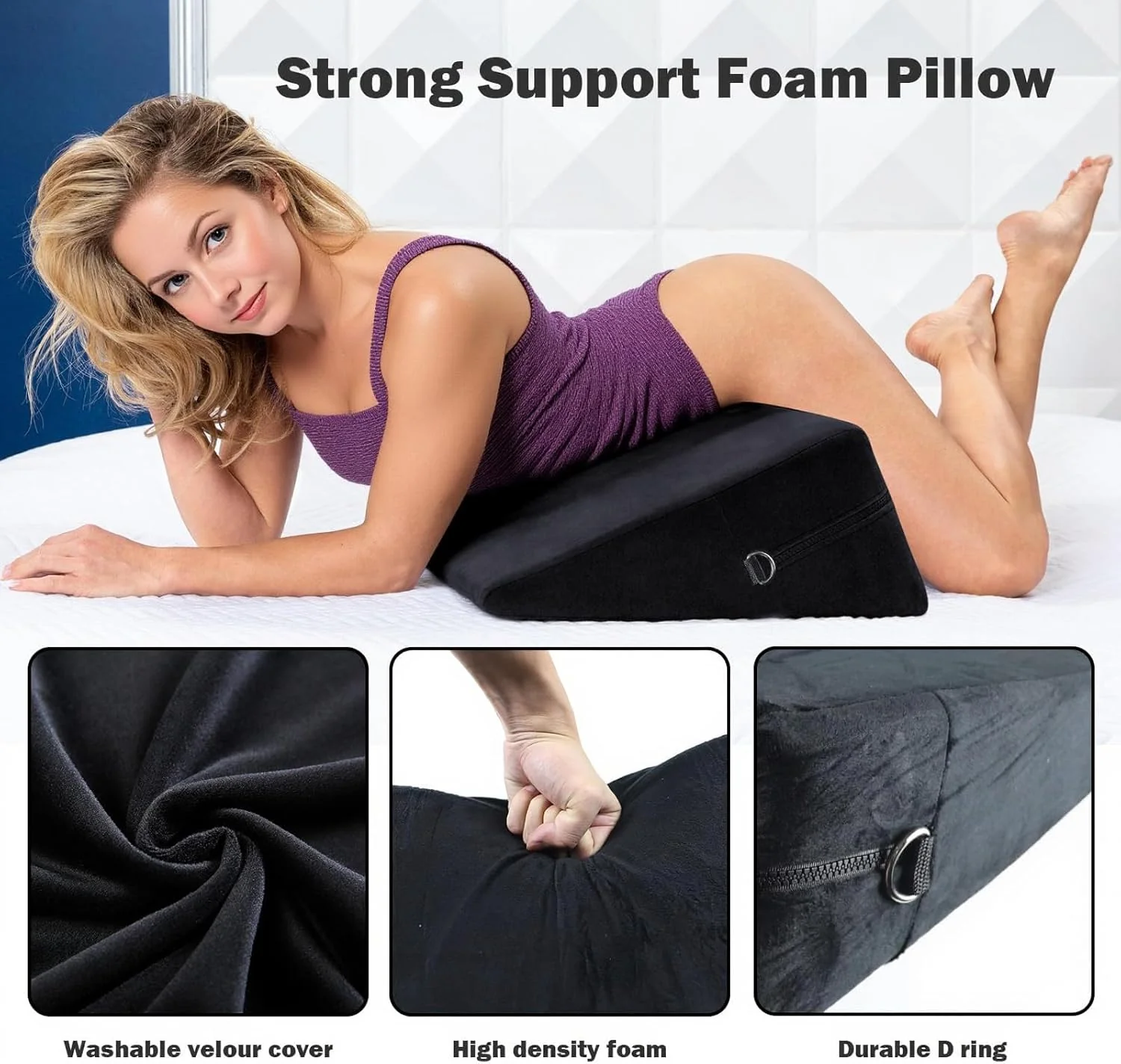 ElevaBond BDSM Positioning Wedge Pillow Set with Straps & Harness - Image 4