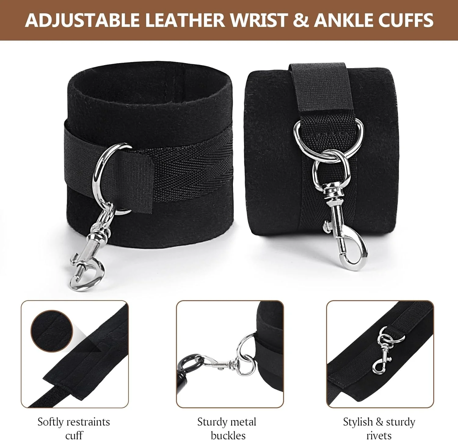 VelvetSpread Adjustable BDSM Spreader Bar with Cuffs - Image 3