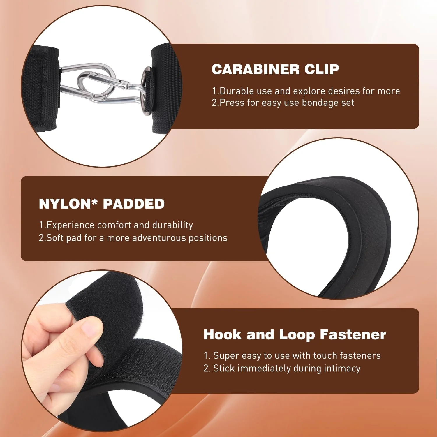 Adjustable BDSM Wrist and Thigh Ankle Cuffs Set - Image 4