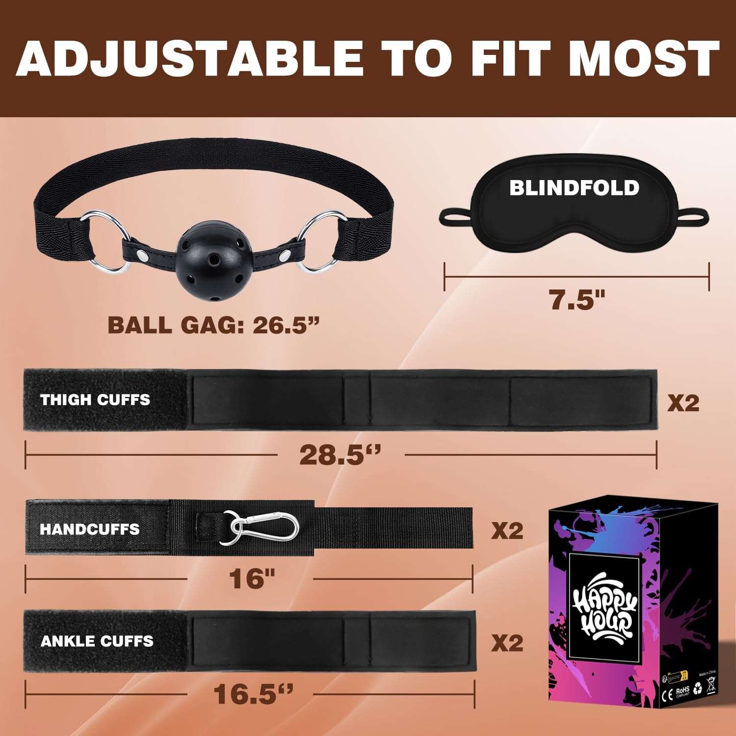 Adjustable BDSM Wrist and Thigh Ankle Cuffs Set - Image 5