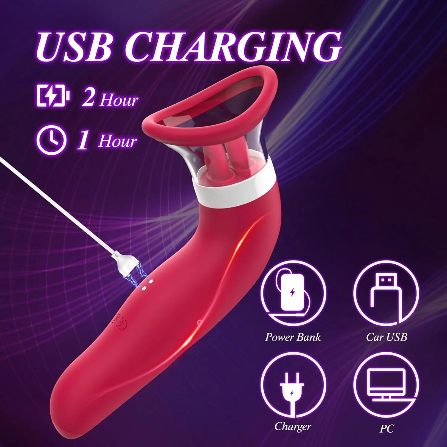 BlissBound Dual Tongue Licking & Sucking Vibrator - Image 6