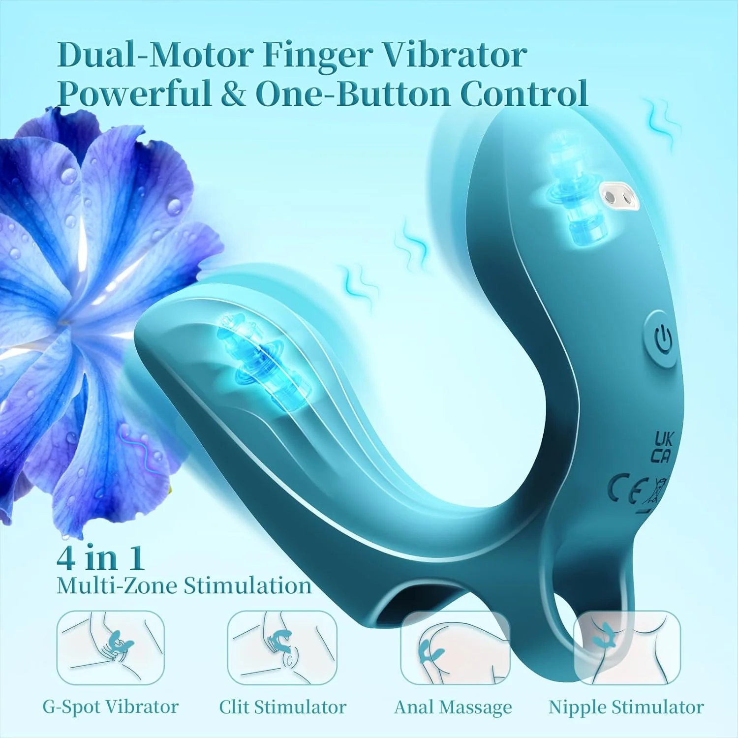 DualiX Dual Motor Finger Vibrator 10 Modes Waterproof - Image 2