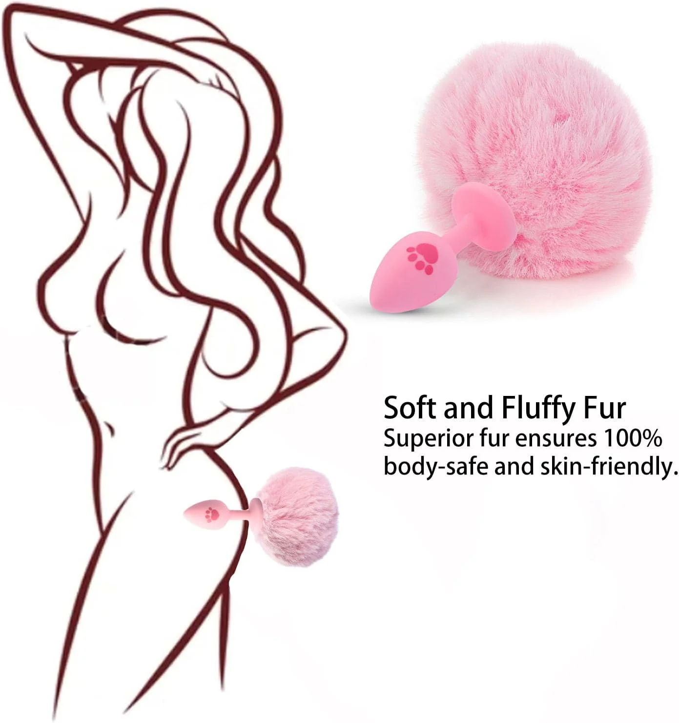 BlushBunny Pink Bunny Tail Silicone Butt Plug - Image 3