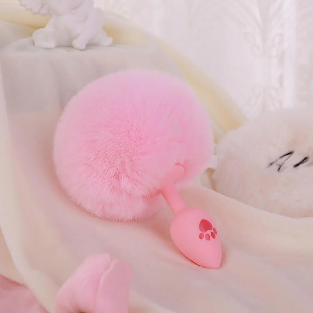 BlushBunny Pink Bunny Tail Silicone Butt Plug - Image 5