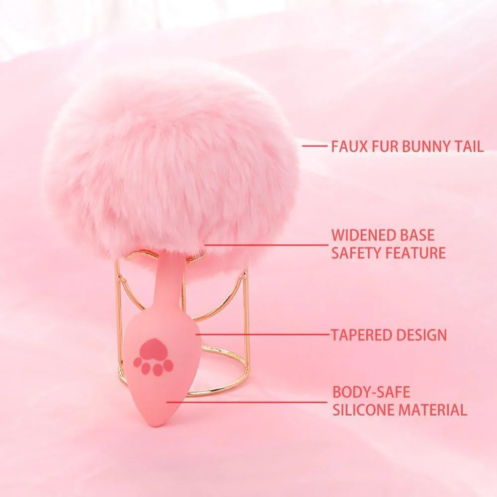 BlushBunny Pink Bunny Tail Silicone Butt Plug - Image 6
