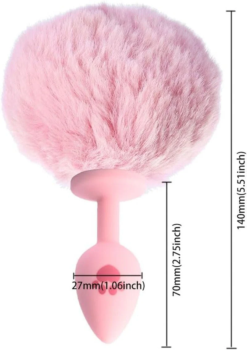 BlushBunny Pink Bunny Tail Silicone Butt Plug - Image 7