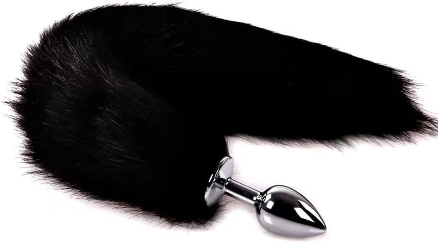 ObsidianTail Black Fox Tail Steel Butt Plug 18" - Image 3