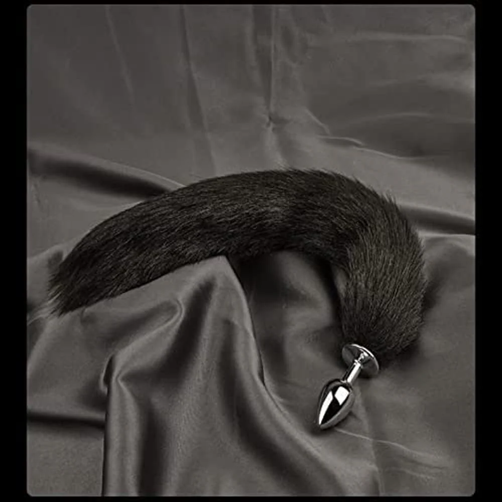 ObsidianTail Black Fox Tail Steel Butt Plug 18" - Image 4