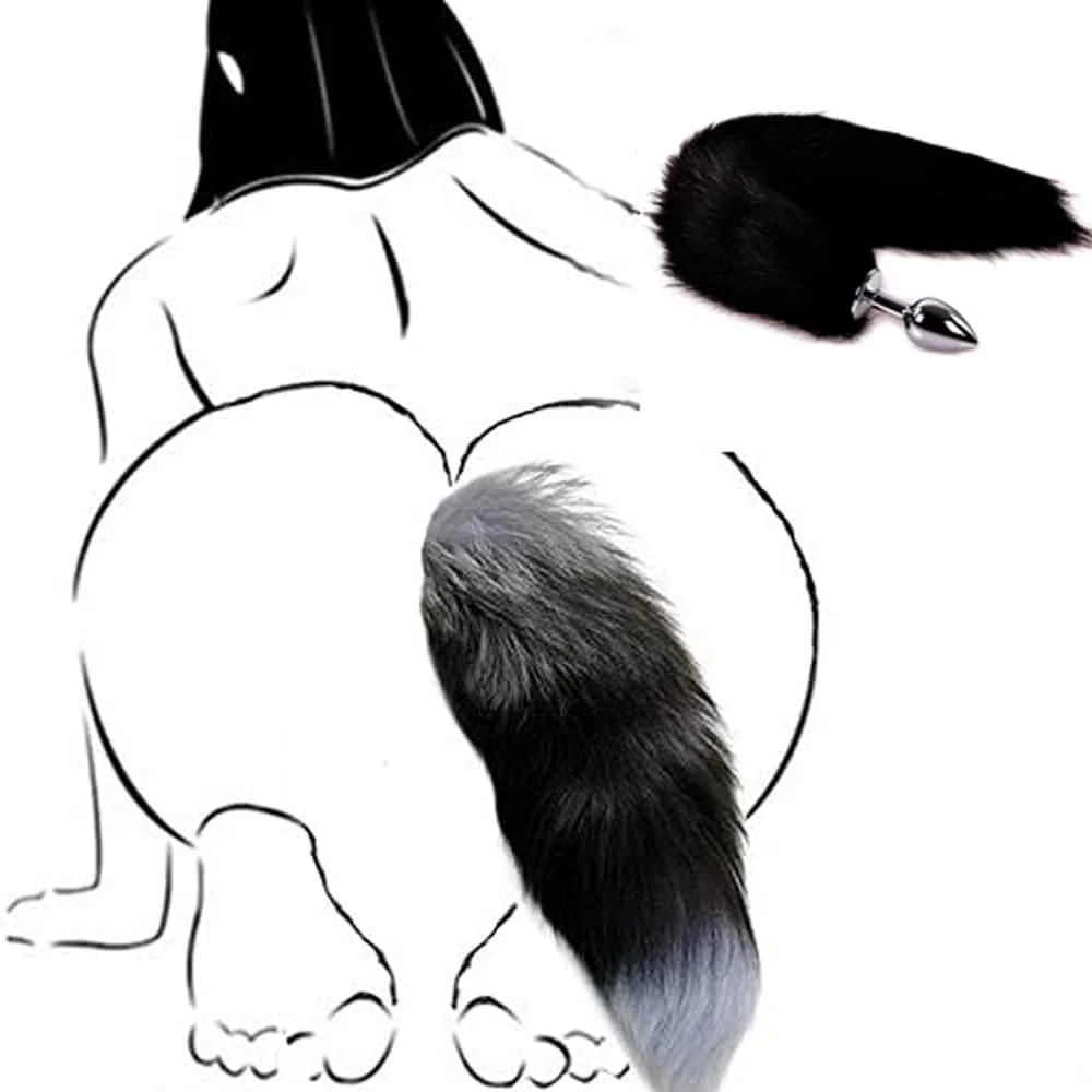 ObsidianTail Black Fox Tail Steel Butt Plug 18" - Image 6