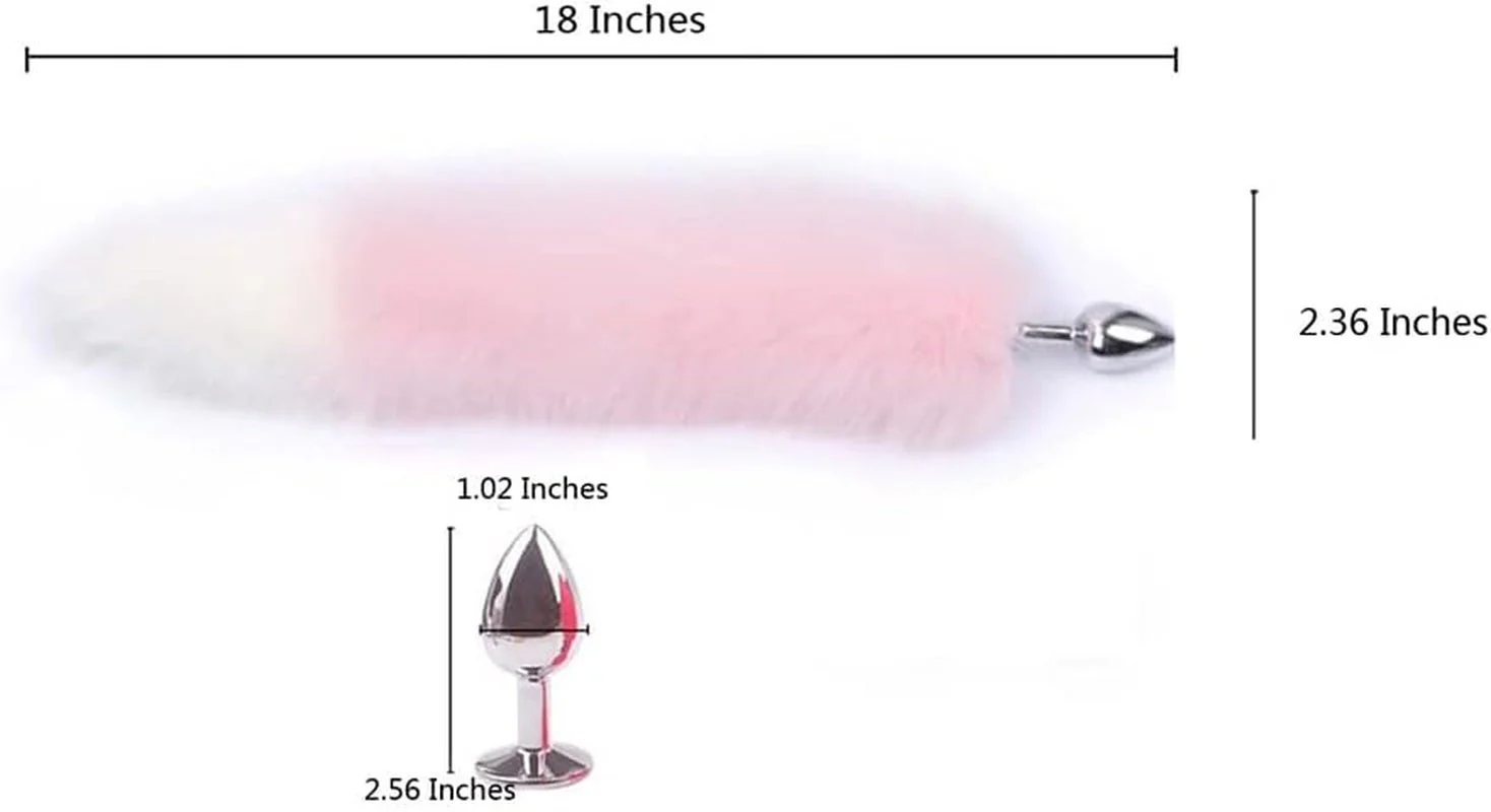 BlushFur Pink White Fox Tail Steel Butt Plug 18" - Image 2