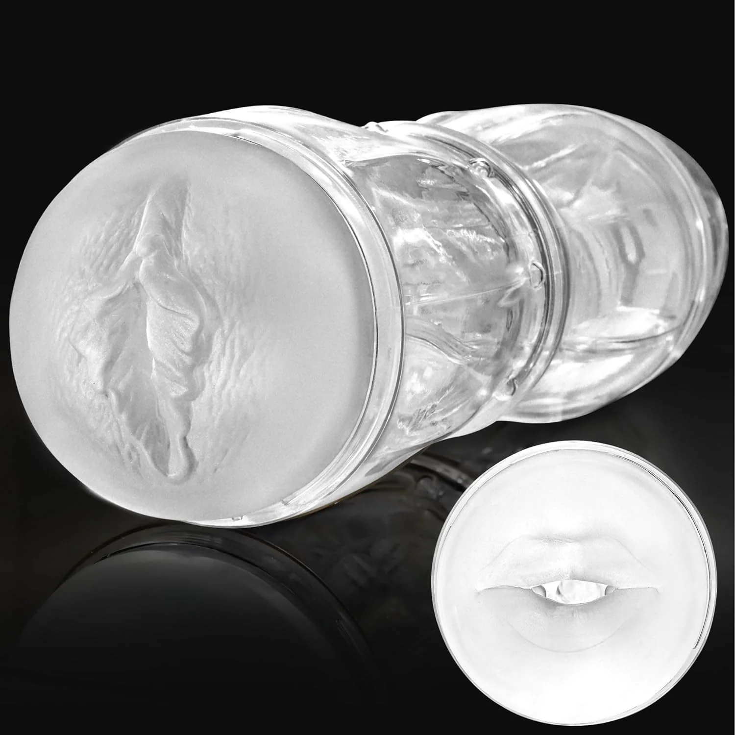 CrystalView Clear Dual Entry Pocket Pussy 9.5" Male Stroker