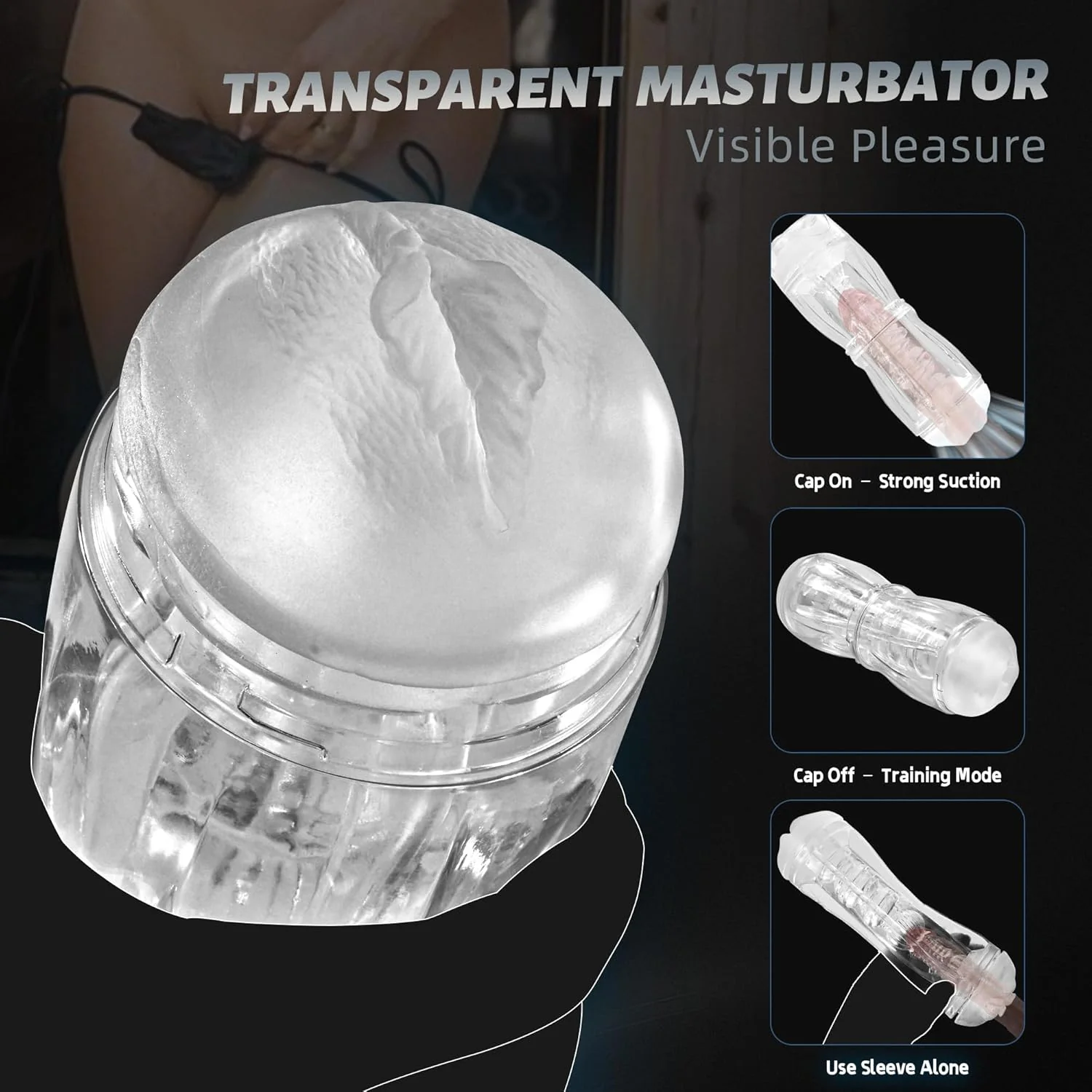 CrystalView Clear Dual Entry Pocket Pussy 9.5" Male Stroker - Image 2