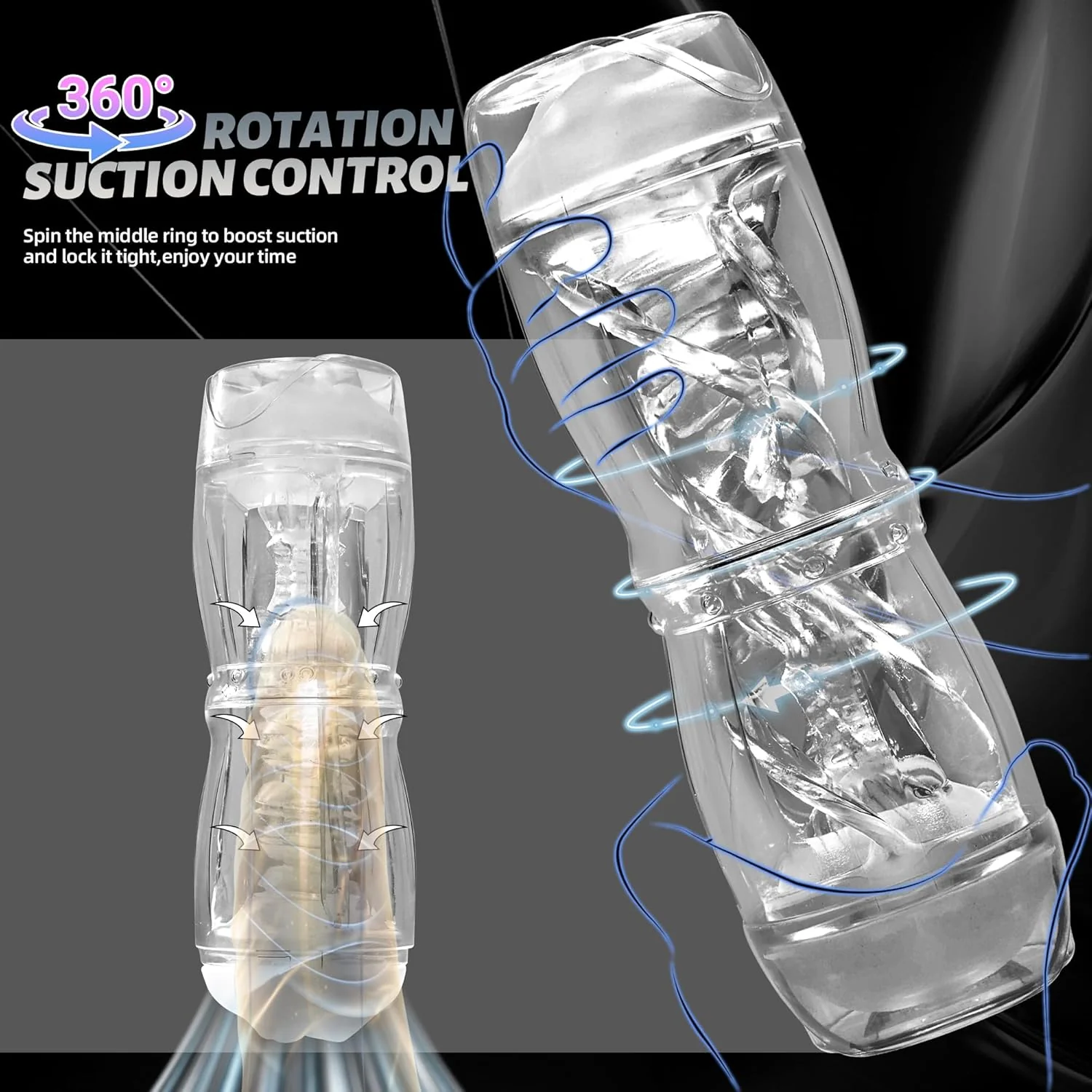 CrystalView Clear Dual Entry Pocket Pussy 9.5" Male Stroker - Image 3