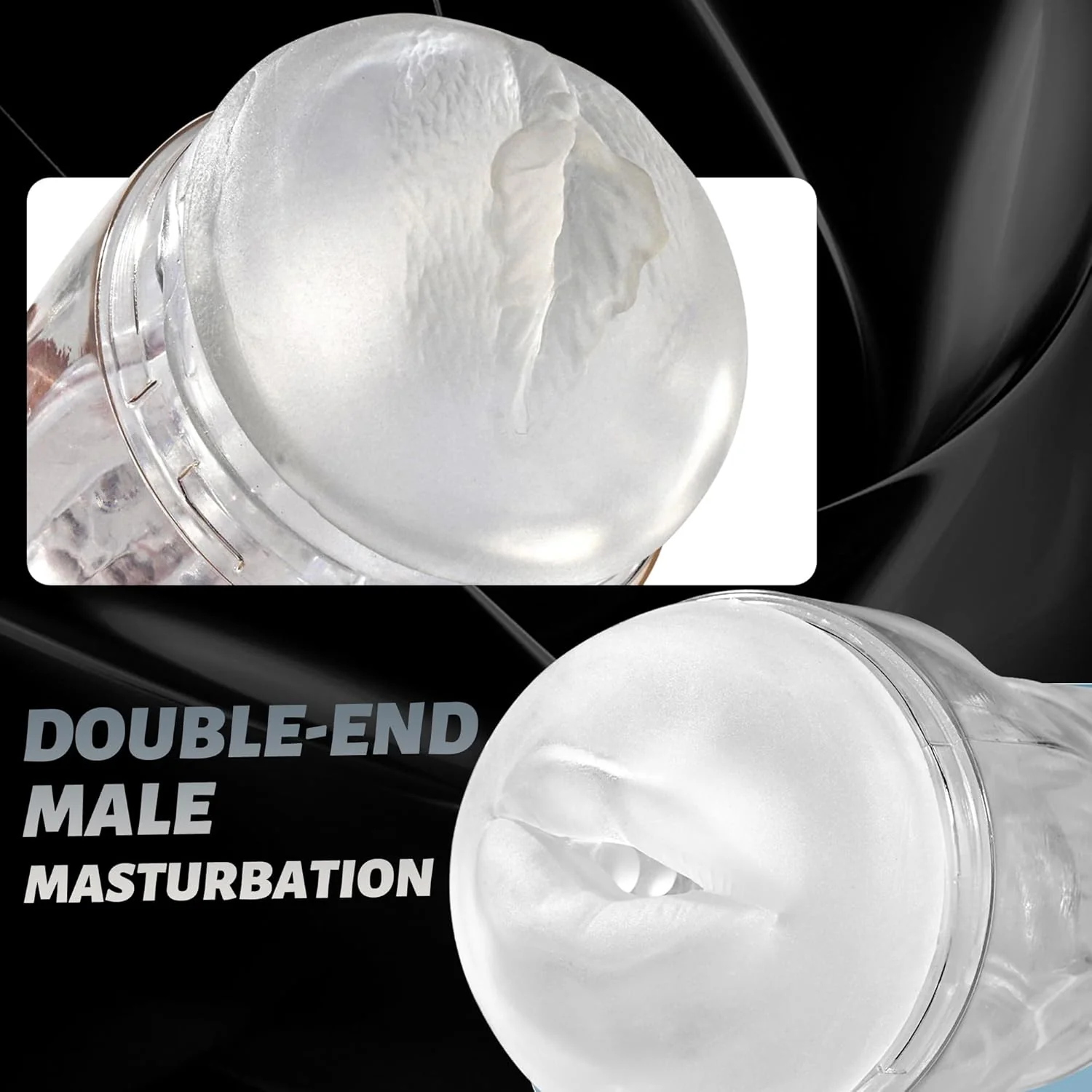 CrystalView Clear Dual Entry Pocket Pussy 9.5" Male Stroker - Image 4