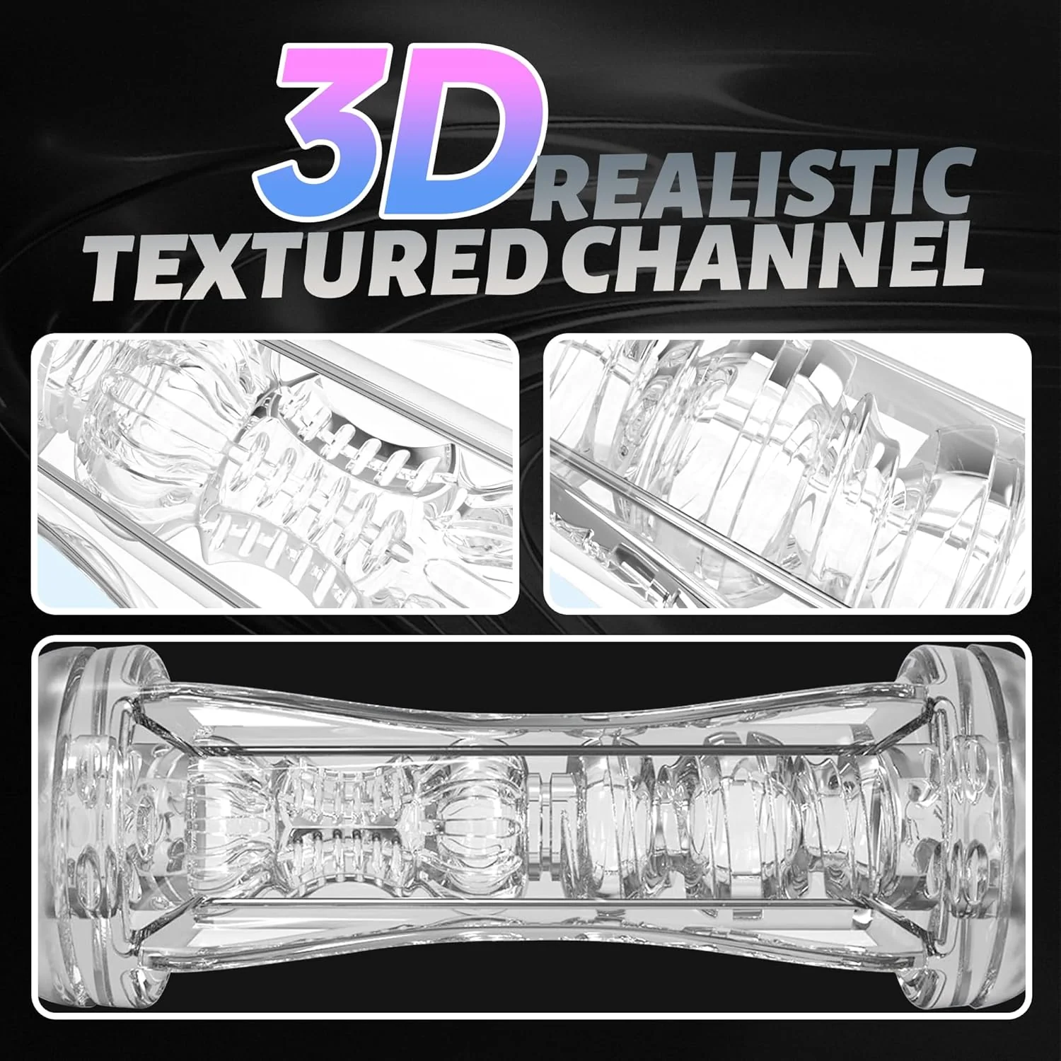 CrystalView Clear Dual Entry Pocket Pussy 9.5" Male Stroker - Image 5