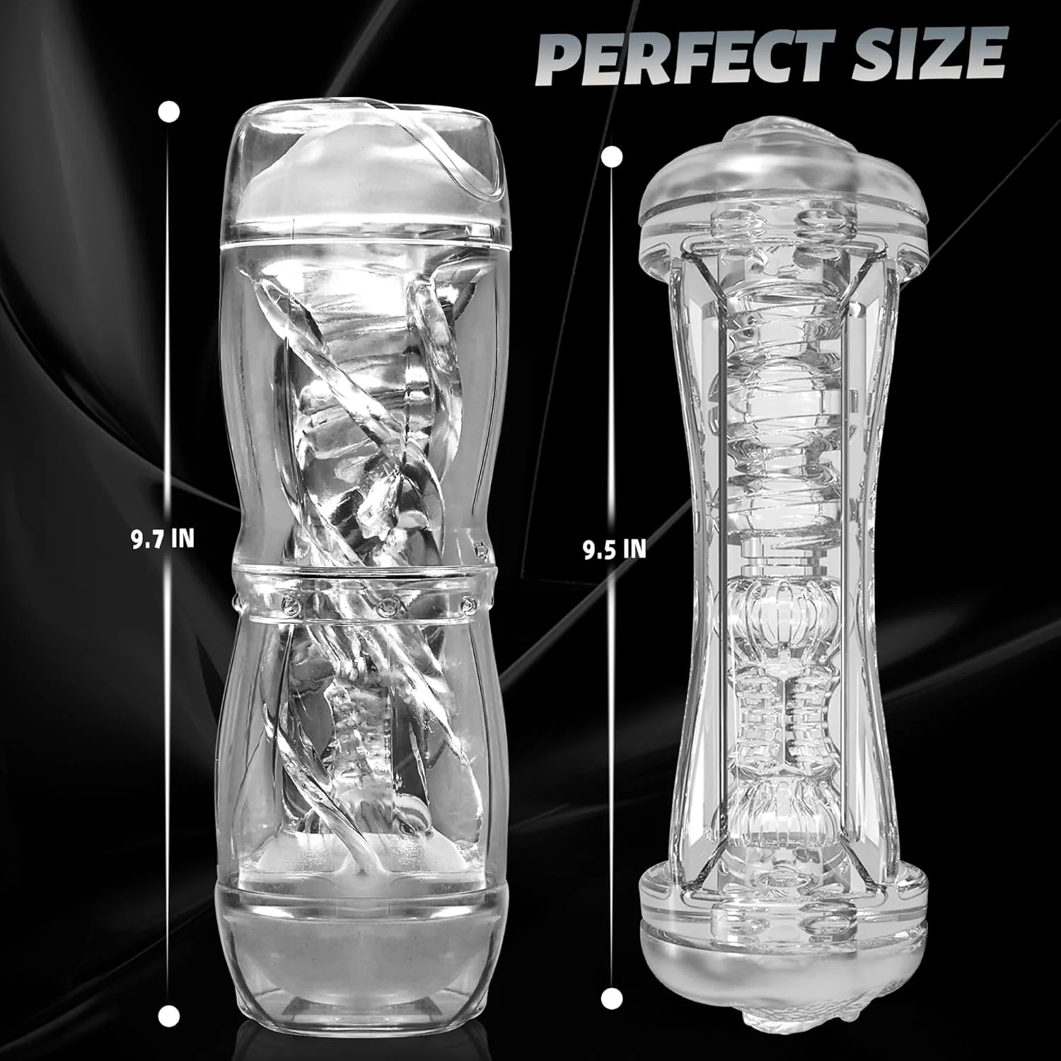 CrystalView Clear Dual Entry Pocket Pussy 9.5" Male Stroker - Image 7