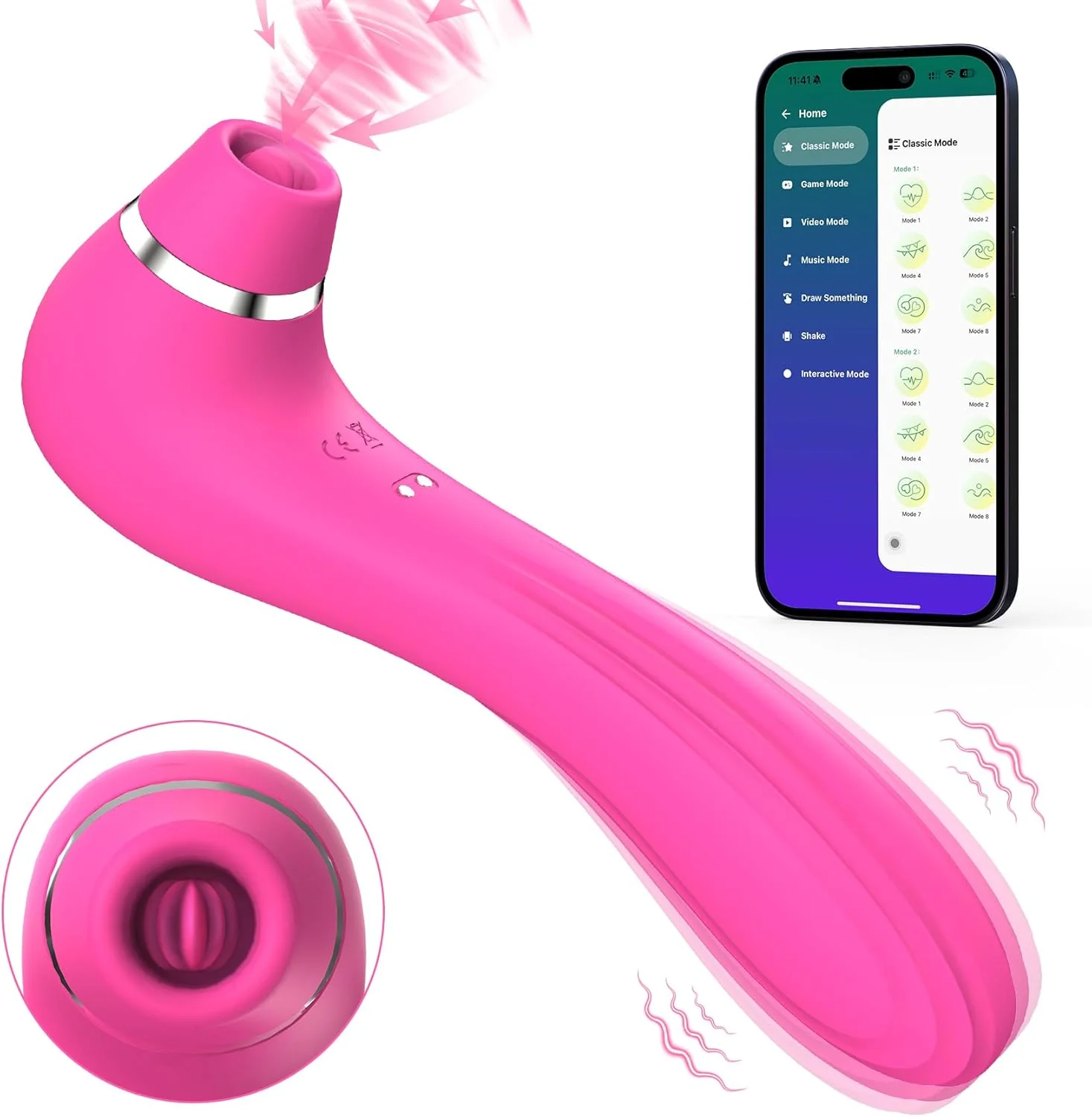 LuxeSync App Control Suction Tongue Licking Clit Vibrator 4-in-1