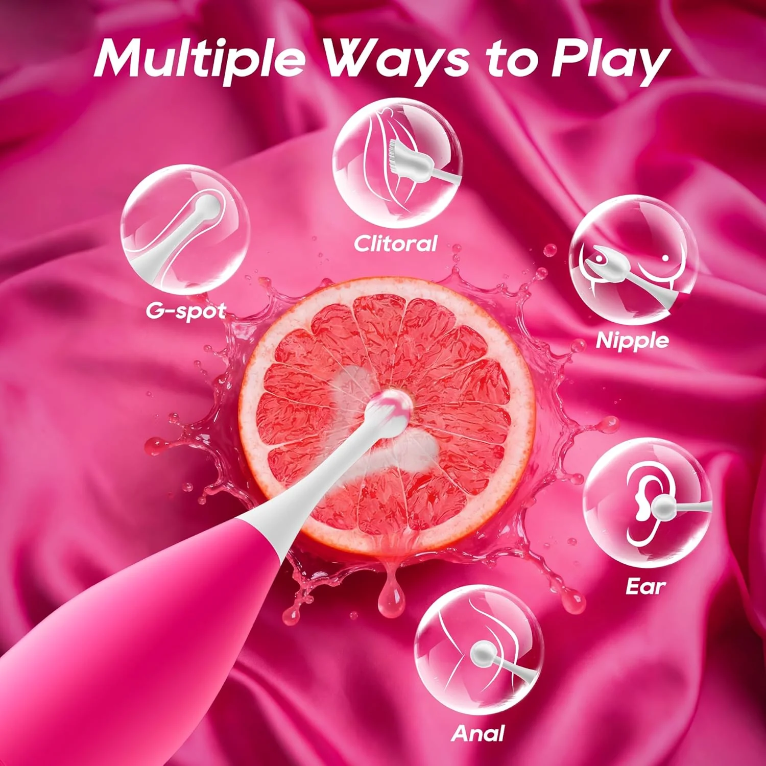 PinPoint Clitoral Wand Vibrator 7 Modes Tapping 3 Heads - Image 3