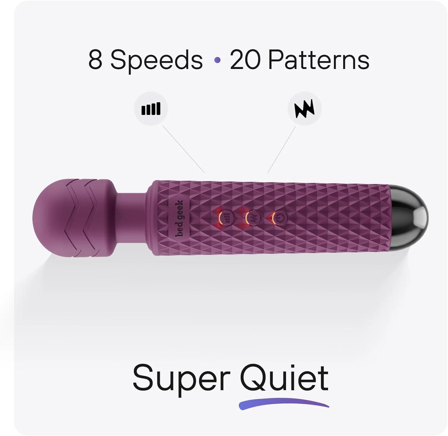 PrismFlex Wand Vibrator 20 Patterns 8 Speeds Rechargeable - Image 2