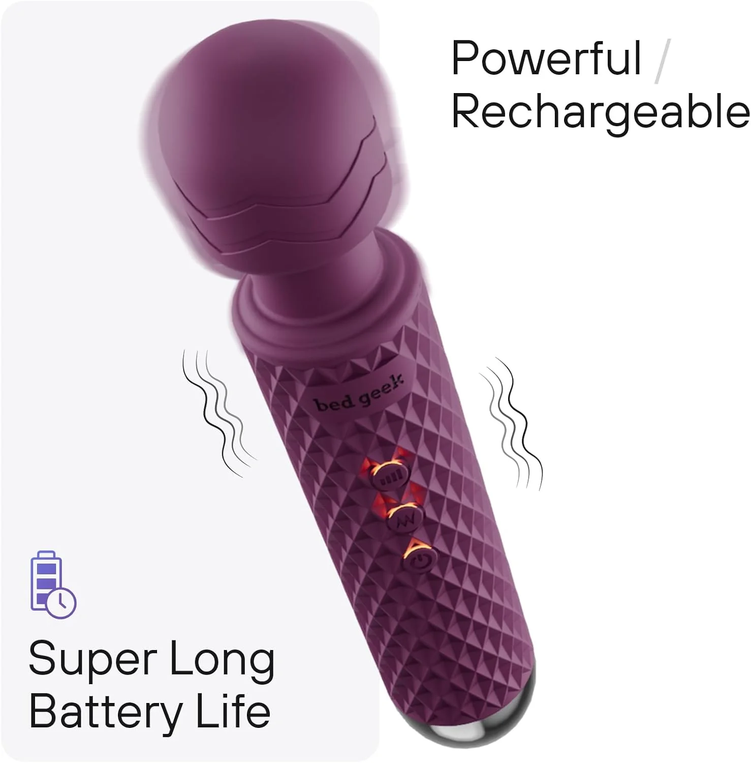 PrismFlex Wand Vibrator 20 Patterns 8 Speeds Rechargeable - Image 3