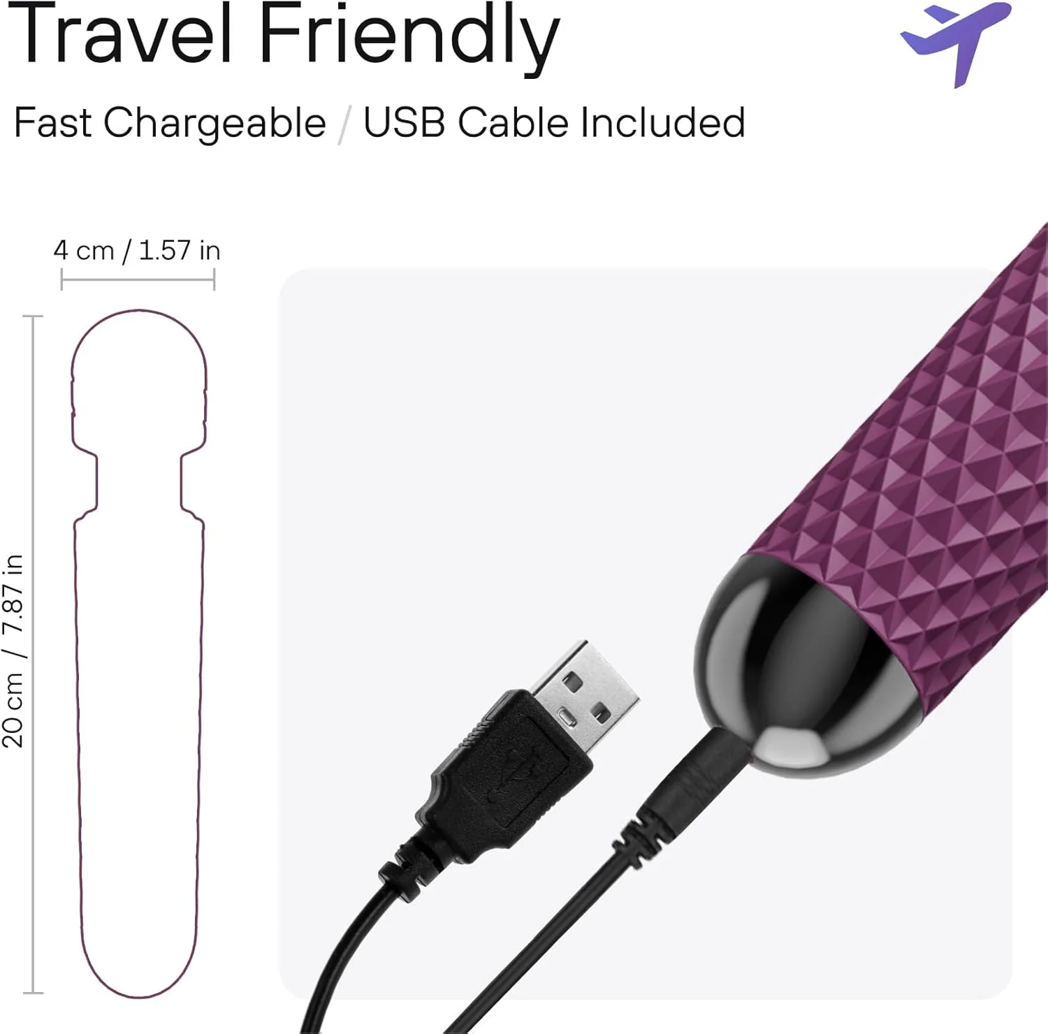 PrismFlex Wand Vibrator 20 Patterns 8 Speeds Rechargeable - Image 5