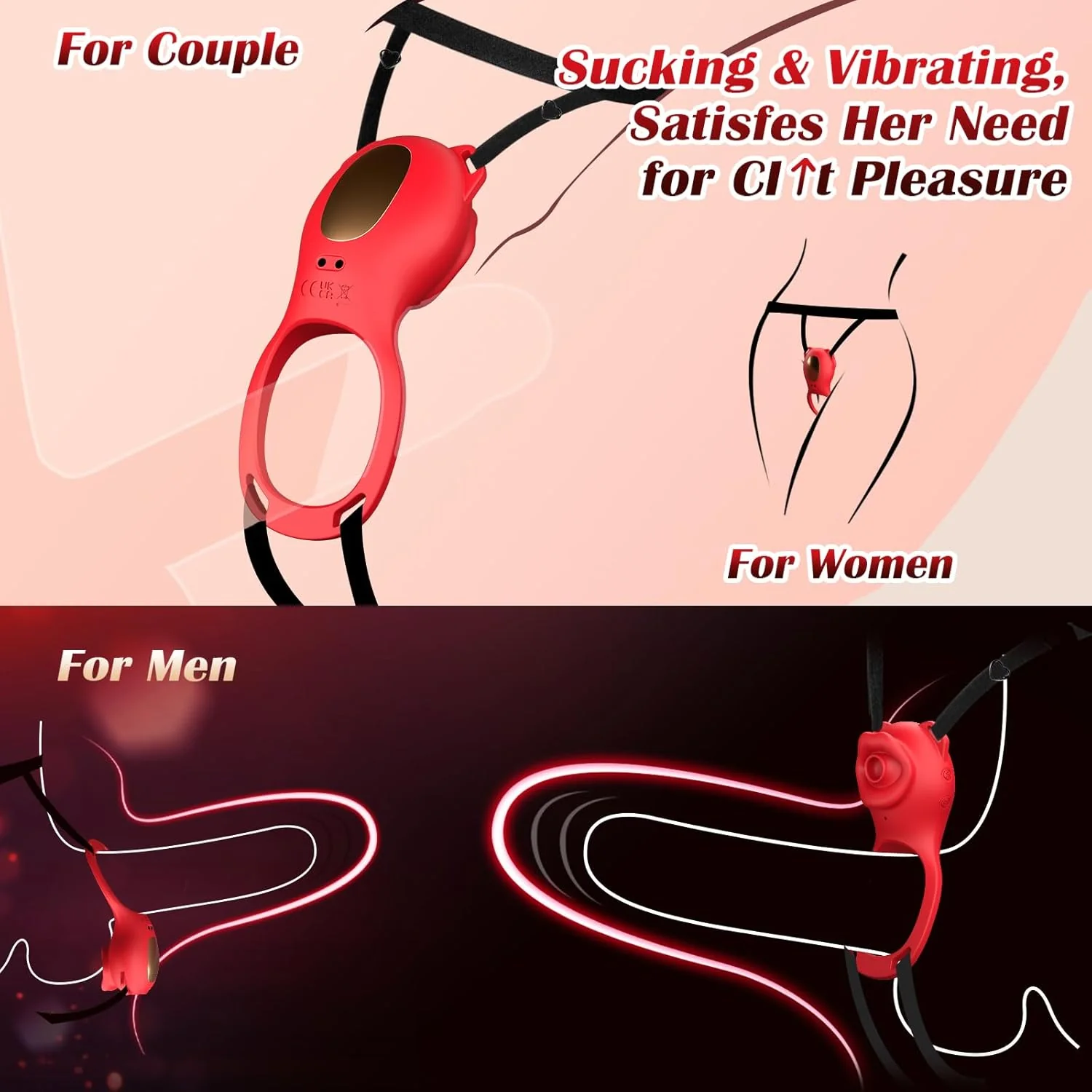 AeroPetal Clit Sucker Cock Ring App Remote 7 Modes Waterproof - Image 2