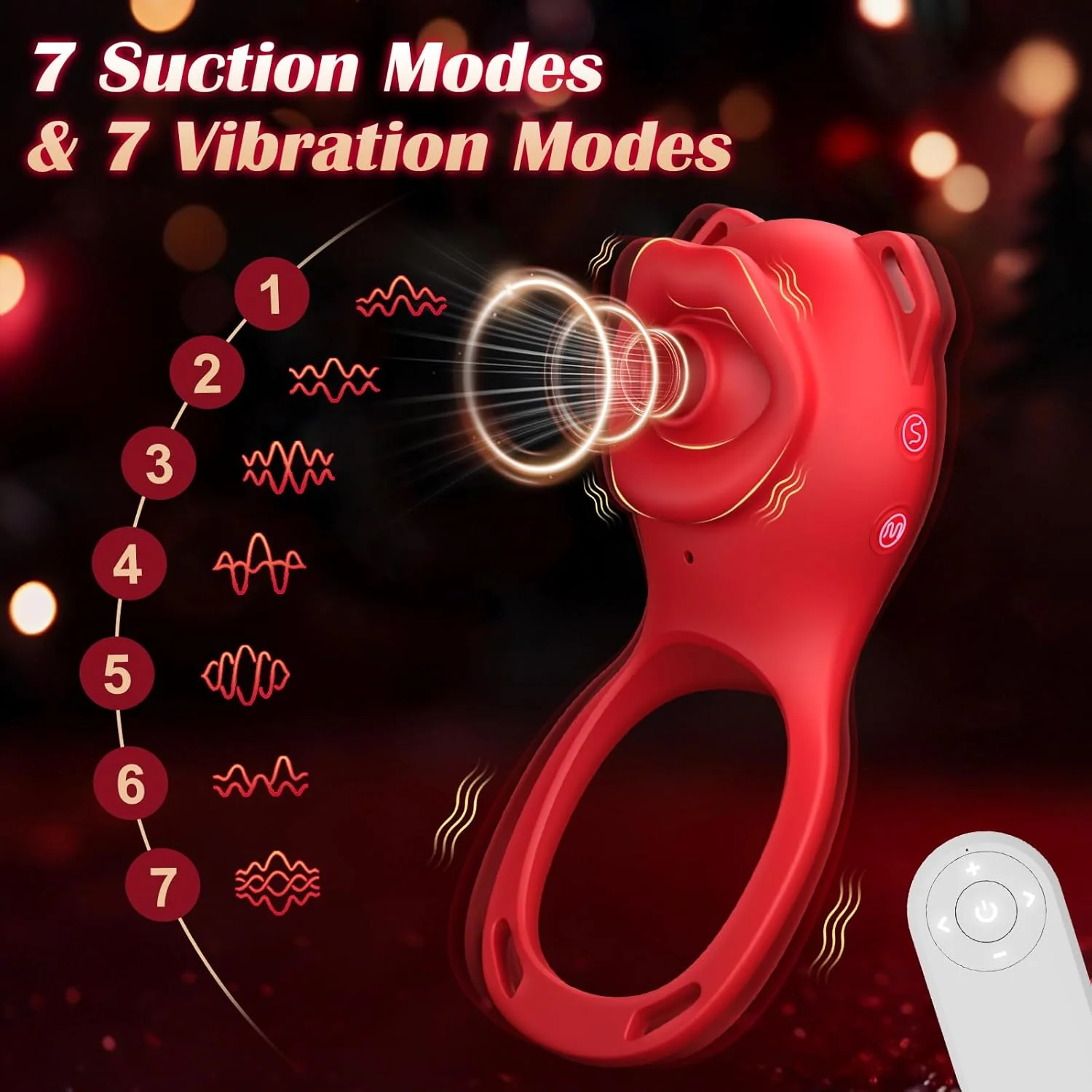 AeroPetal Clit Sucker Cock Ring App Remote 7 Modes Waterproof - Image 3