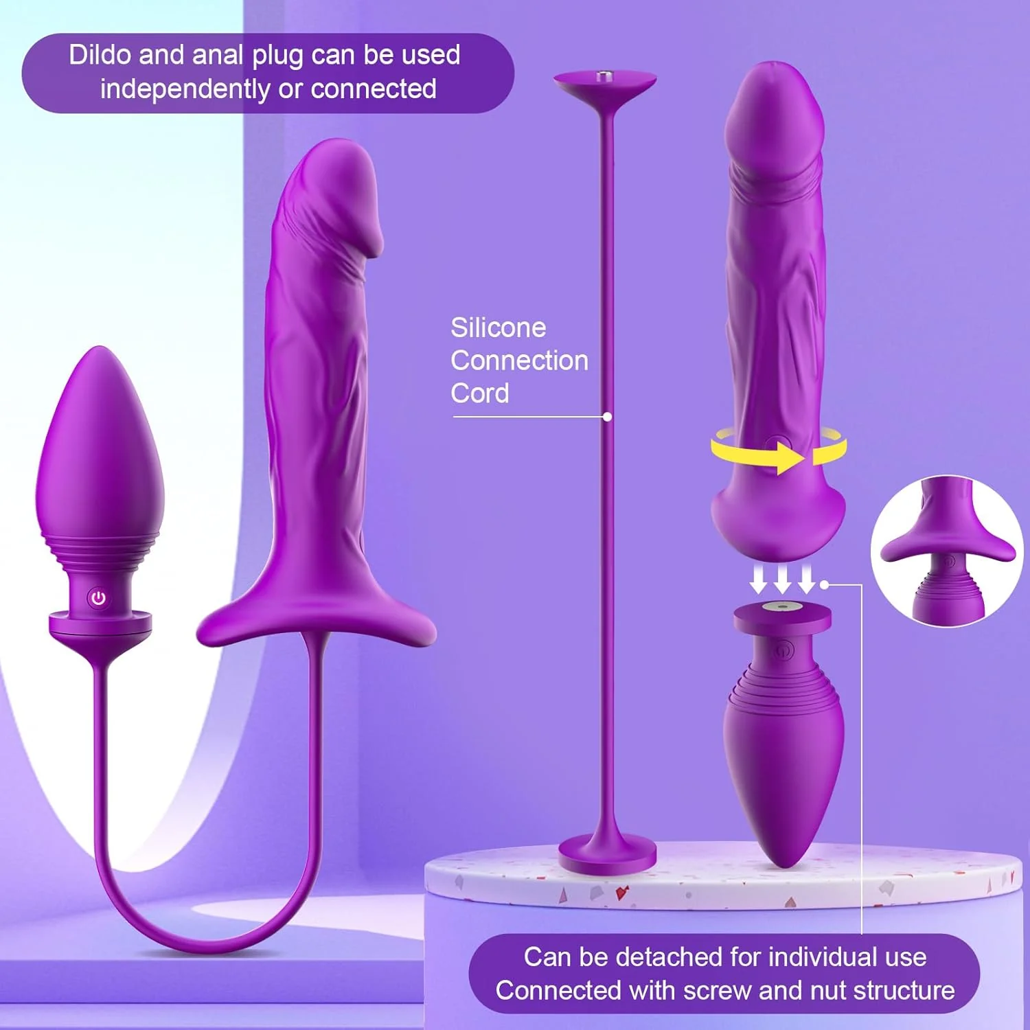 FusionFlex 3-in-1 Vibrating Dildo & Anal Plug Set Couples Toy - Image 4