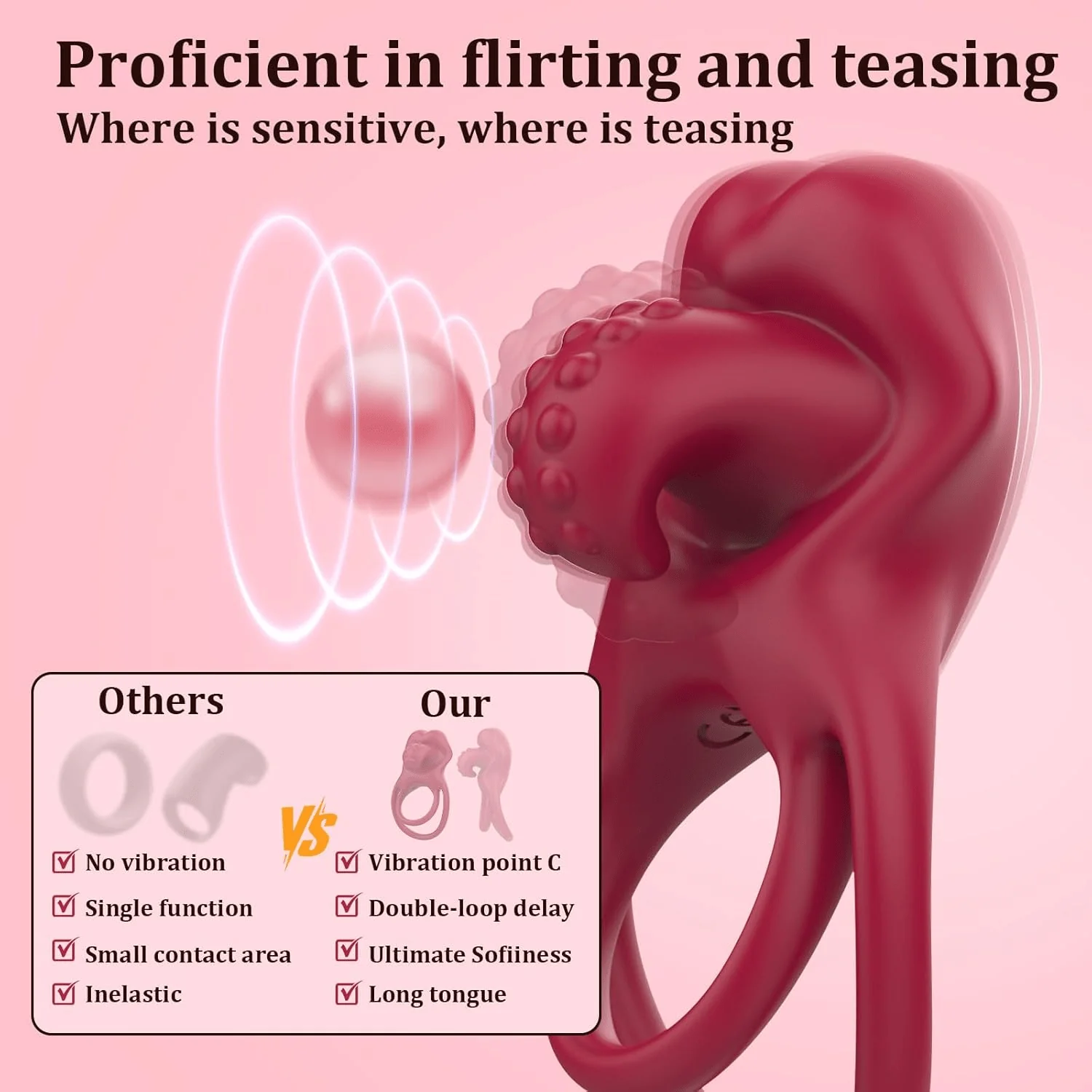 VinoFlex Wearable Cock Ring Clit Stimulator App Remote - Image 2