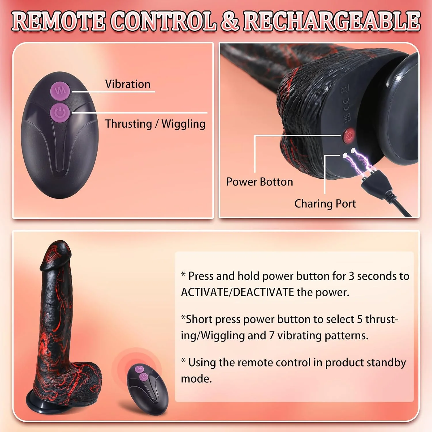 DeepGlide 10” Thick Thrusting Dildo Vibrator - Image 7