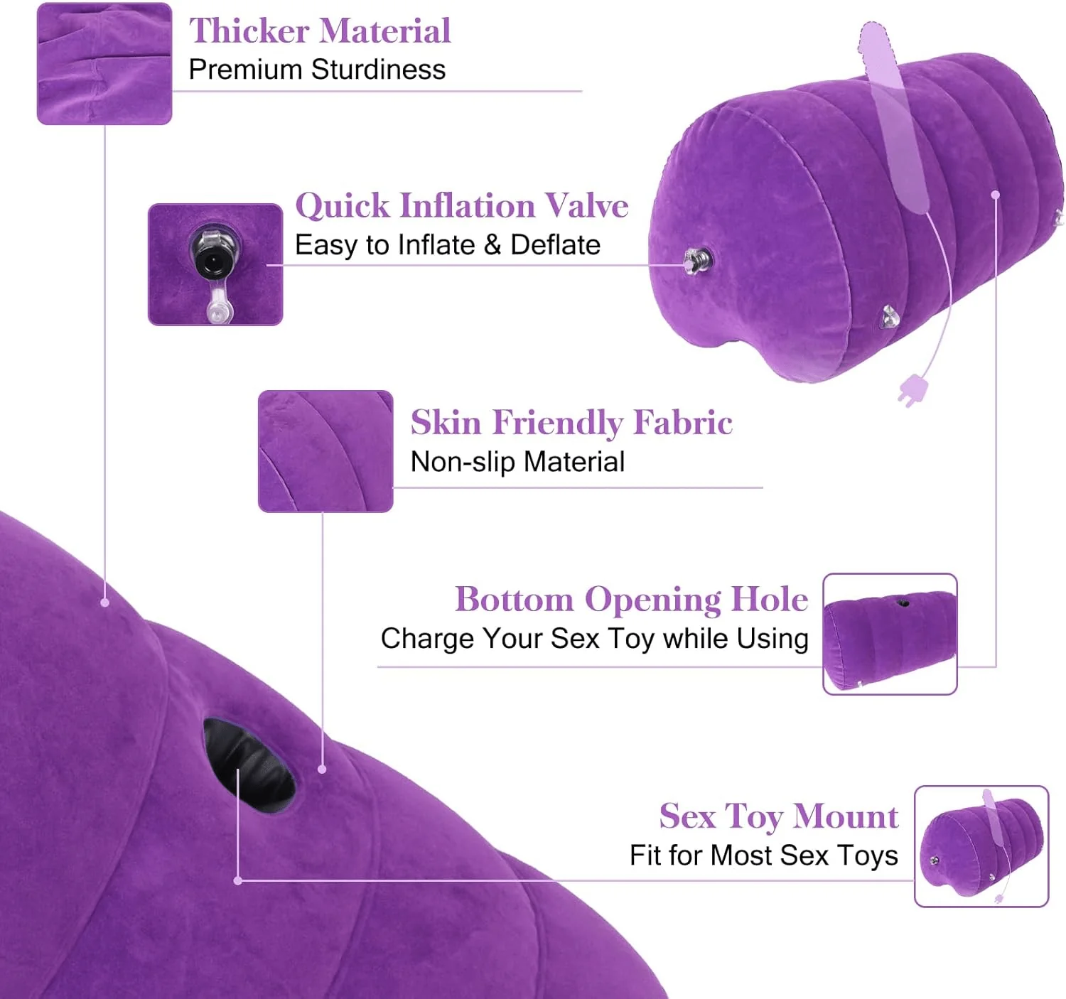 HeartLock Inflatable Dildo Mount Pillow with Cuffs Set - Image 5