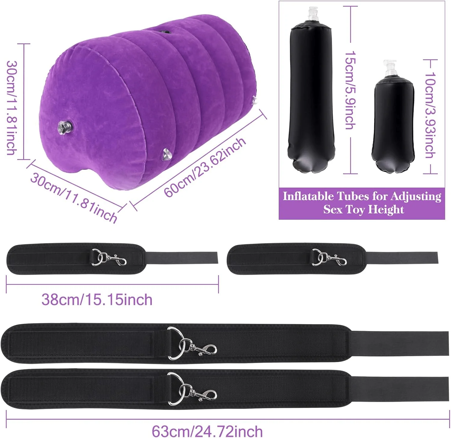HeartLock Inflatable Dildo Mount Pillow with Cuffs Set - Image 7