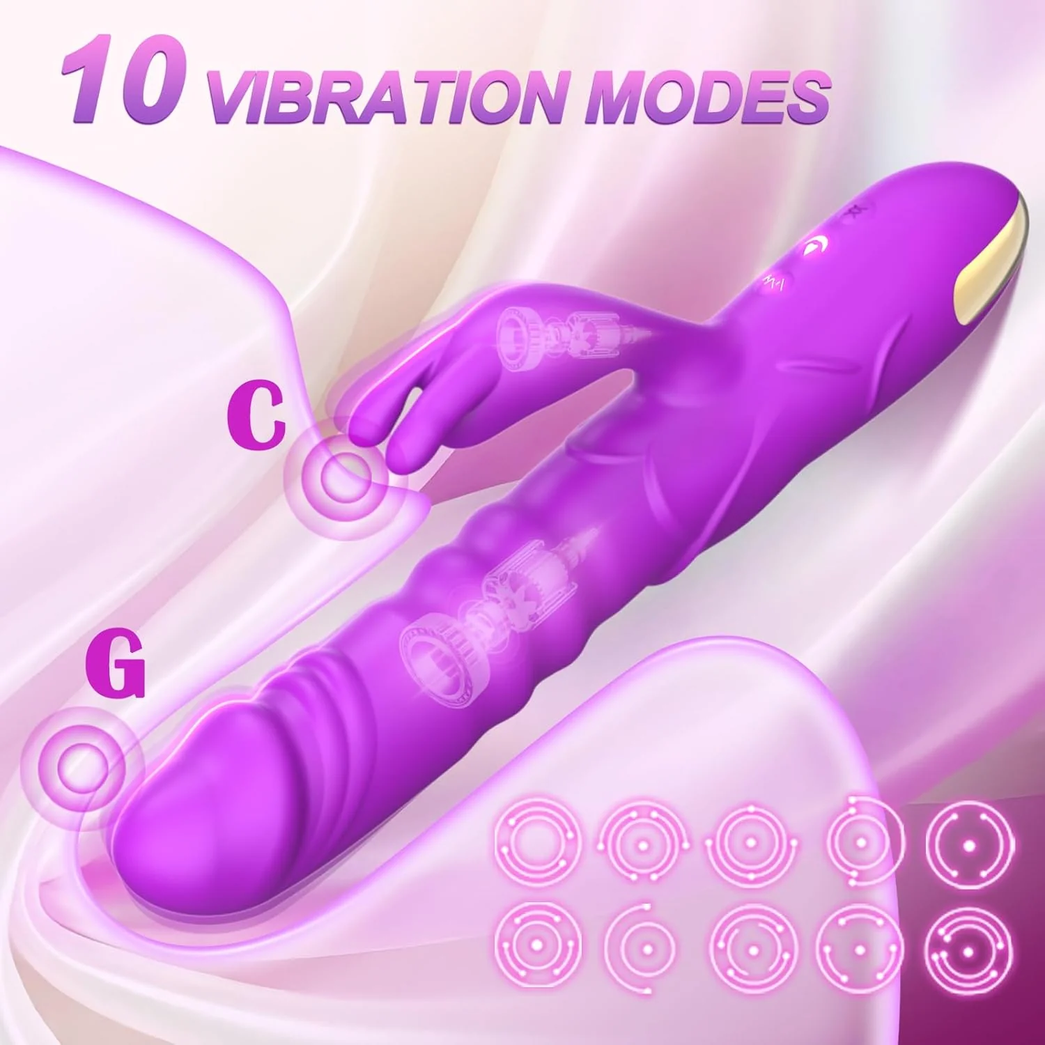 RoseAura Thrusting Rabbit Vibrator 3 Thrust 10 Modes Silicone - Image 2