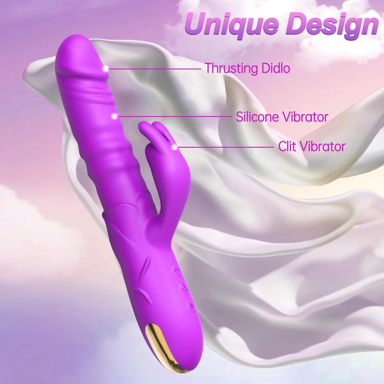 RoseAura Thrusting Rabbit Vibrator 3 Thrust 10 Modes Silicone - Image 4