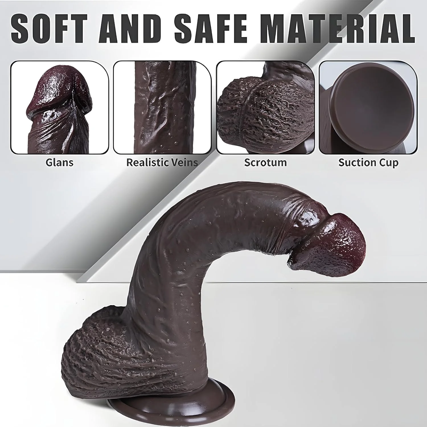 EbonyFlow 8.5” Ebony Squirting Dildo Silicone Suction Cup - Image 3