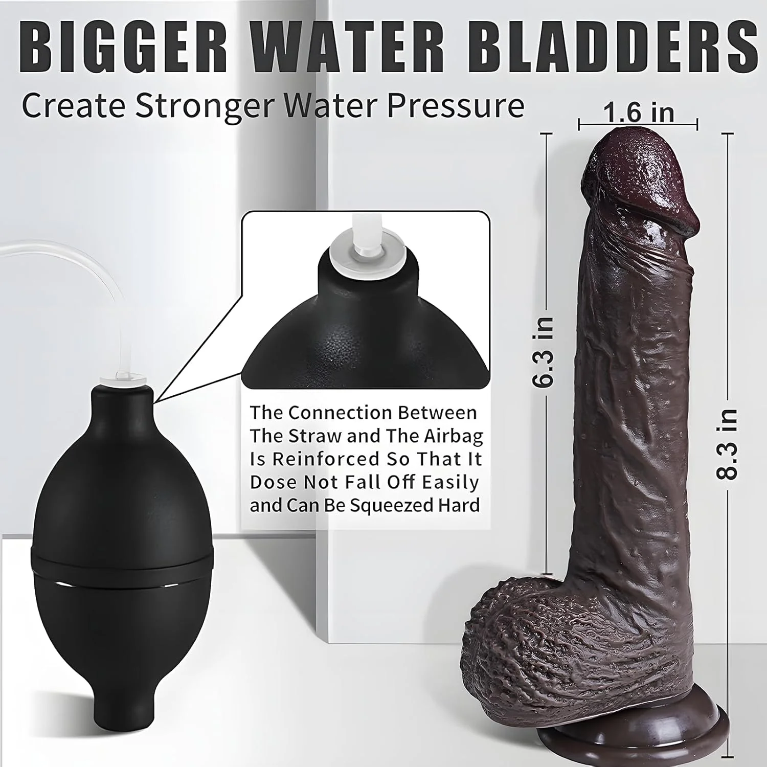 EbonyFlow 8.5” Ebony Squirting Dildo Silicone Suction Cup - Image 4