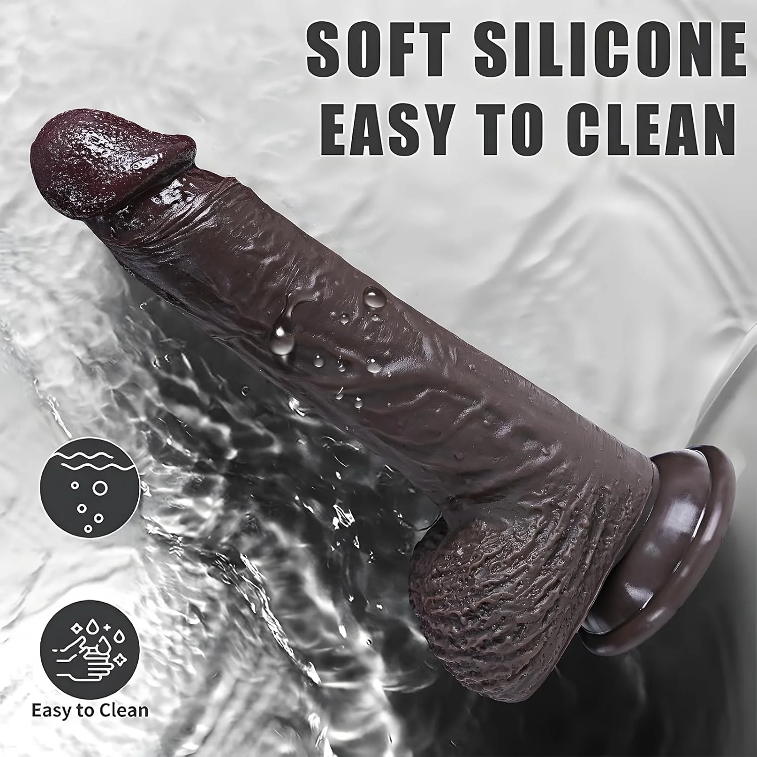 EbonyFlow 8.5” Ebony Squirting Dildo Silicone Suction Cup - Image 5