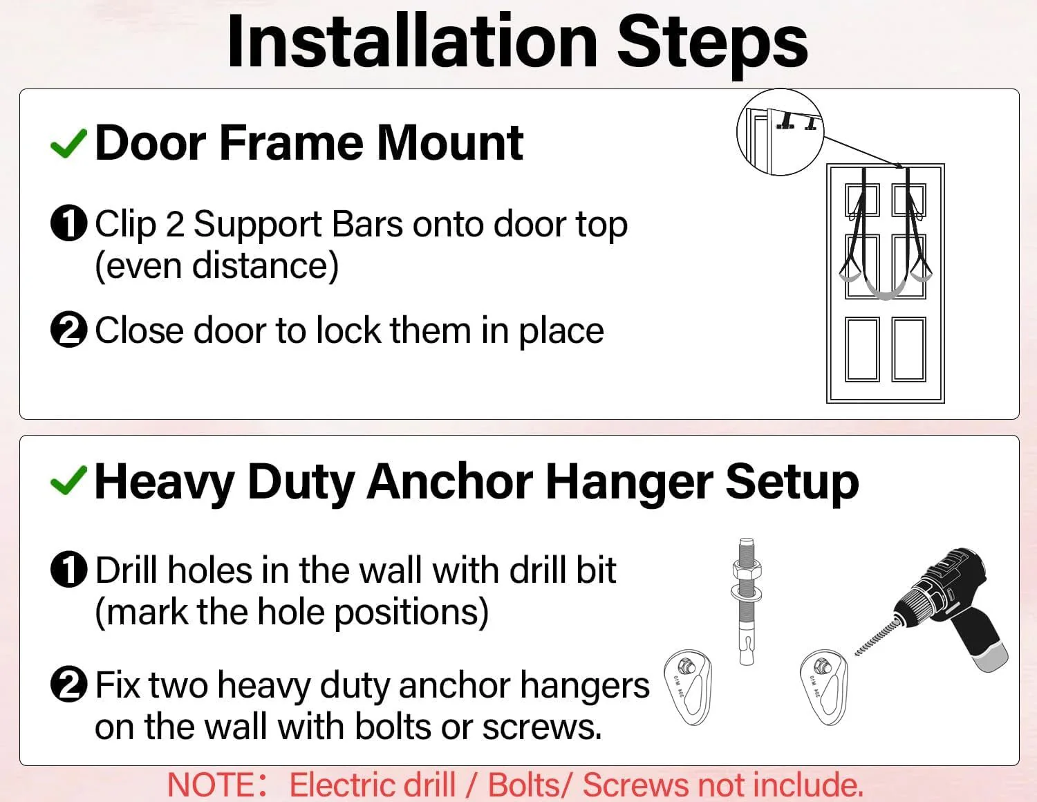 ElarisX Adjustable Door Swing with Handles - Image 3