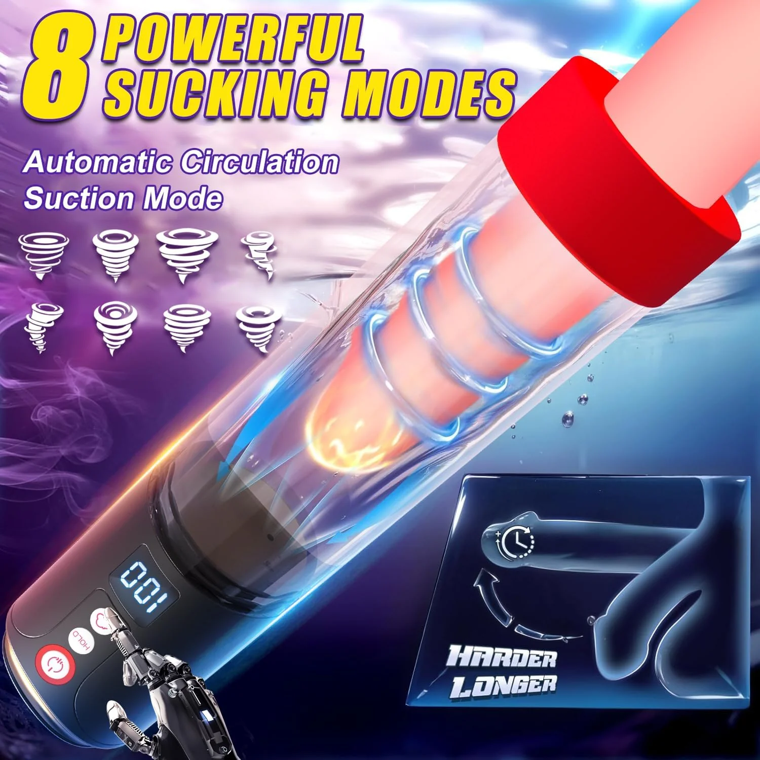 VacuRise Penis Pump 8 Suction Modes LED Display - Image 3