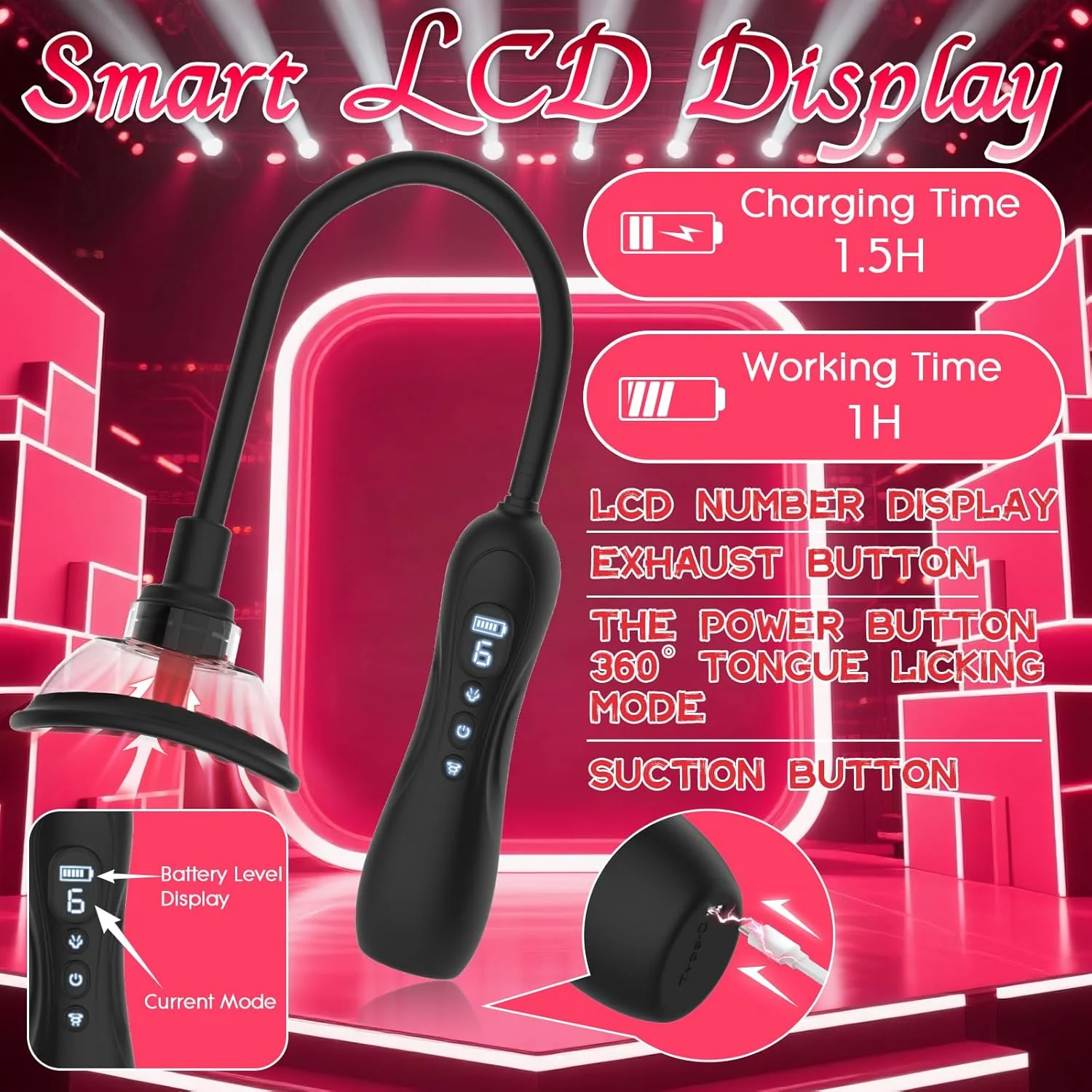 LuxePulse Electric Pussy Pump 6 Suction 9 Modes - Image 8