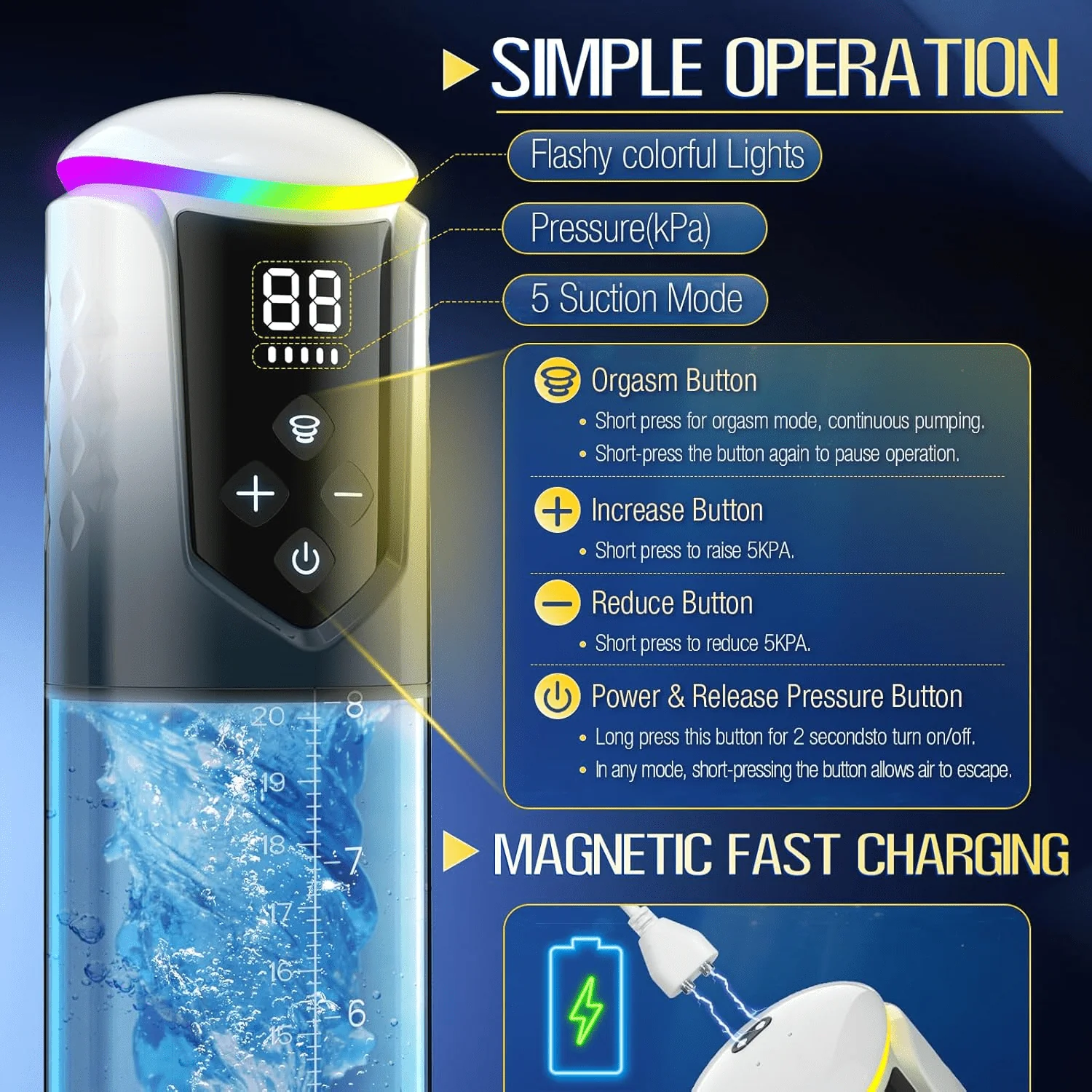 AquaBurst Penis Pump 5 Modes Burst LCD Display - Image 6