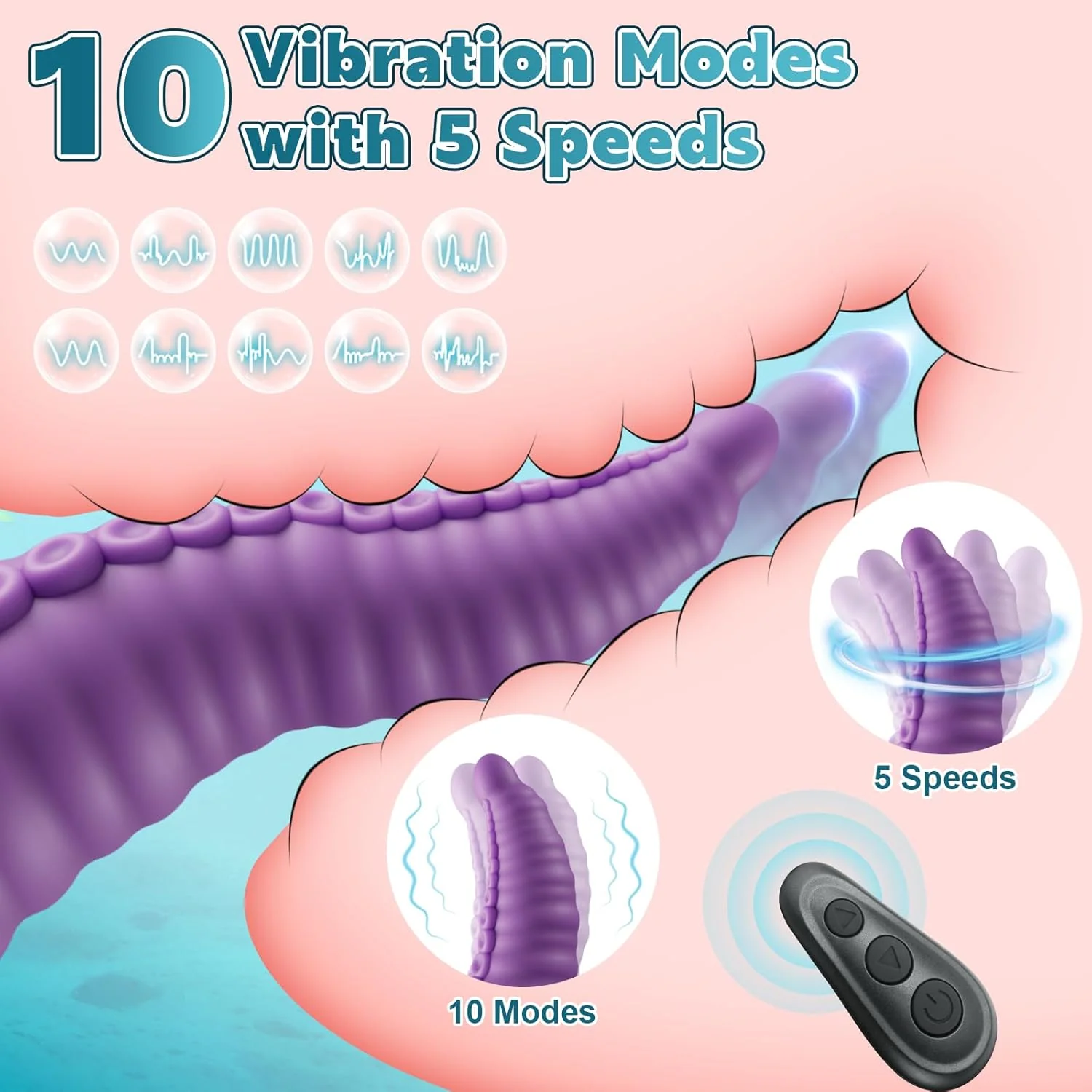EuphorWave Fantasy Monster Tentacle Dildo | Vibrating, Waterproof, Powerful Suction Cup - Image 3