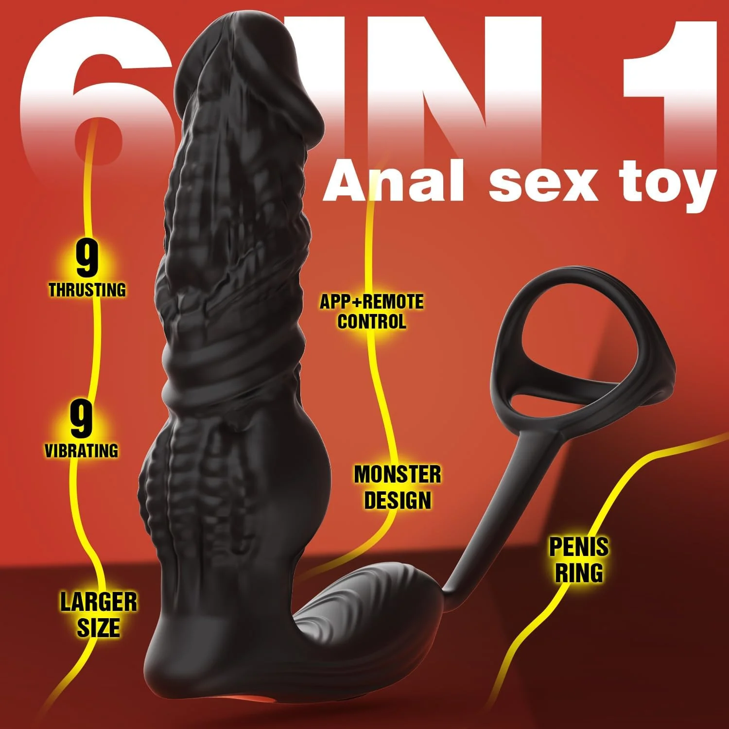 HyperThrust Thrusting Prostate Massager Cock Ring 9 Modes App Remote - Image 2
