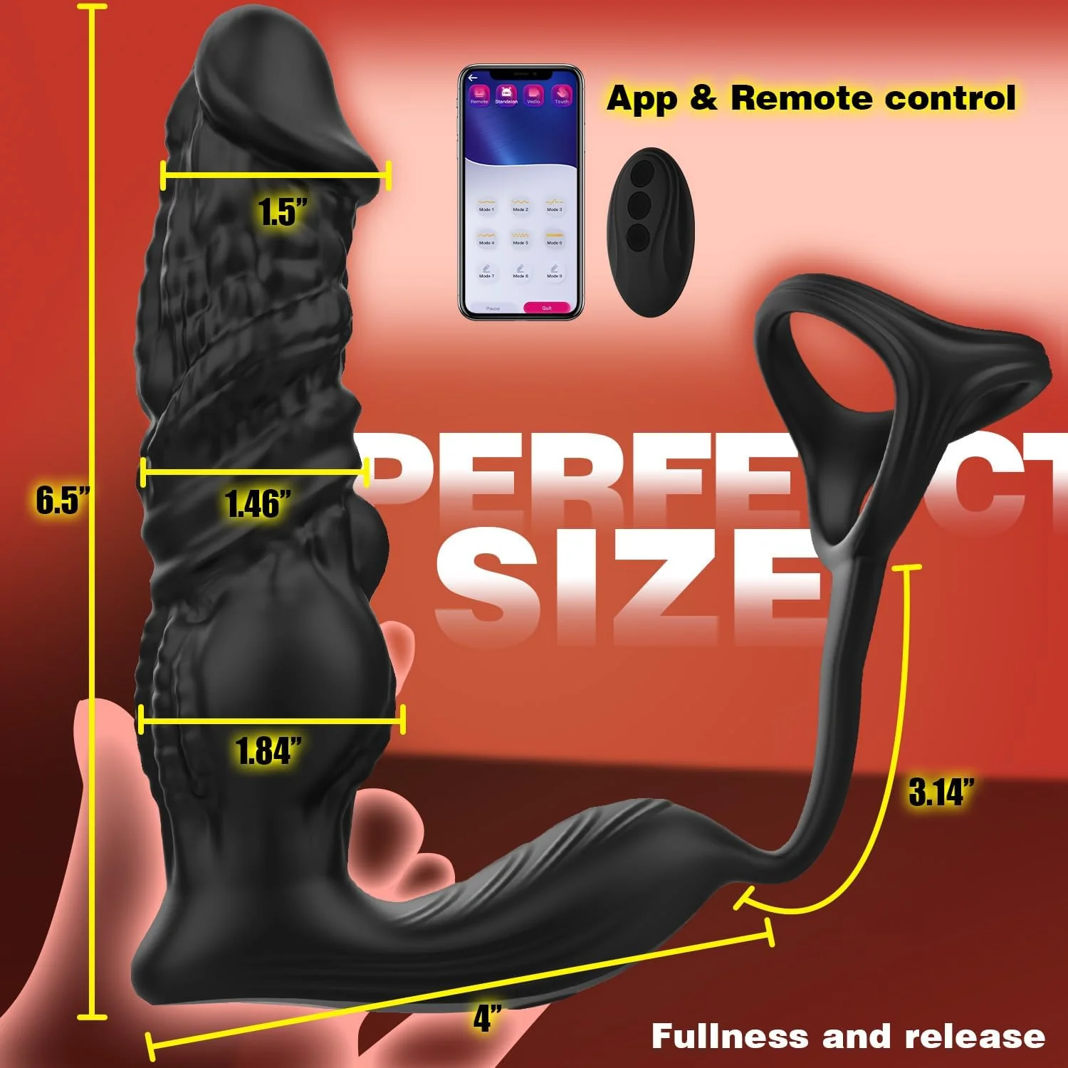 HyperThrust Thrusting Prostate Massager Cock Ring 9 Modes App Remote - Image 6