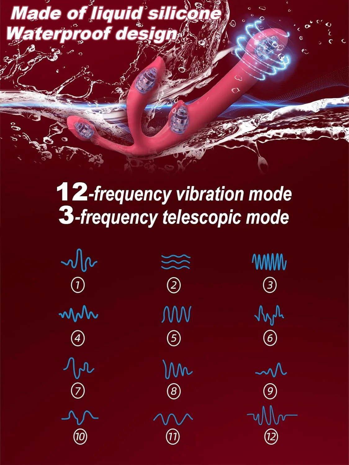 QuadSync Triple Head Strapless Strap On Vibrator - Image 7