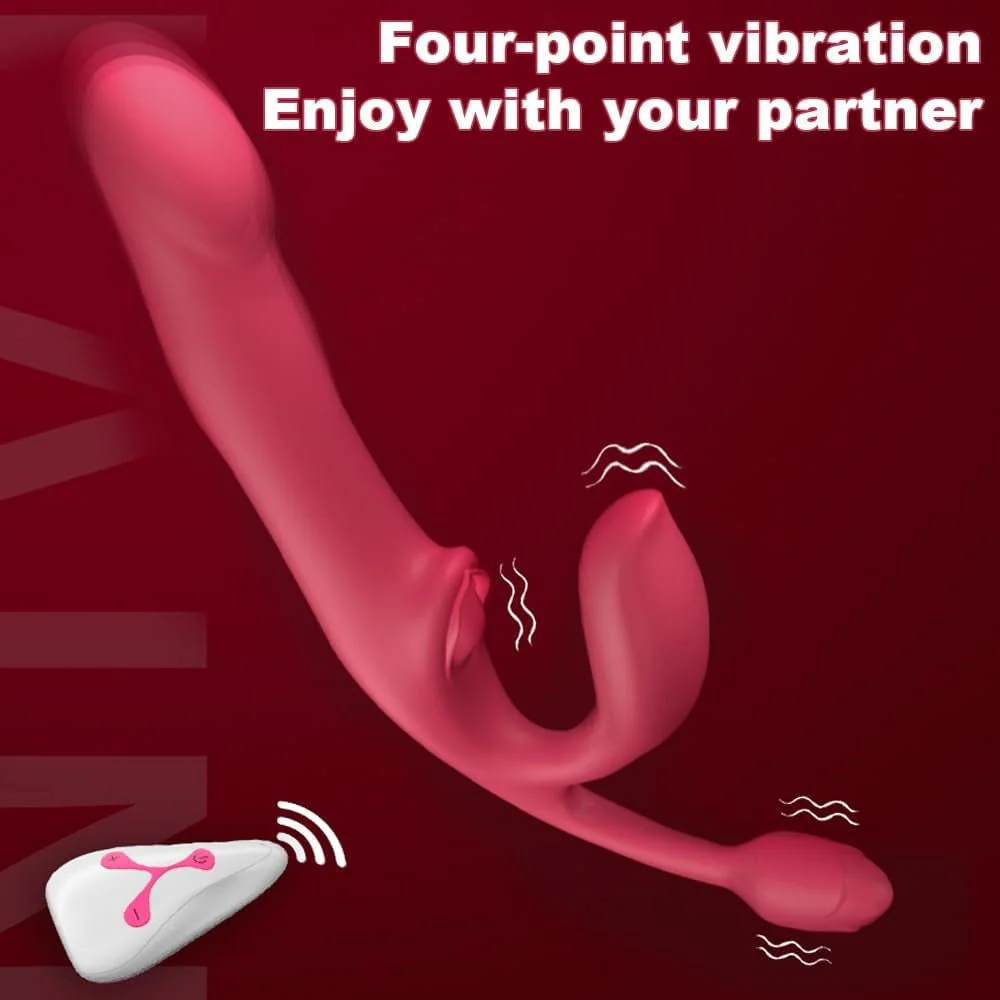 QuadSync Triple Head Strapless Strap On Vibrator - Image 9