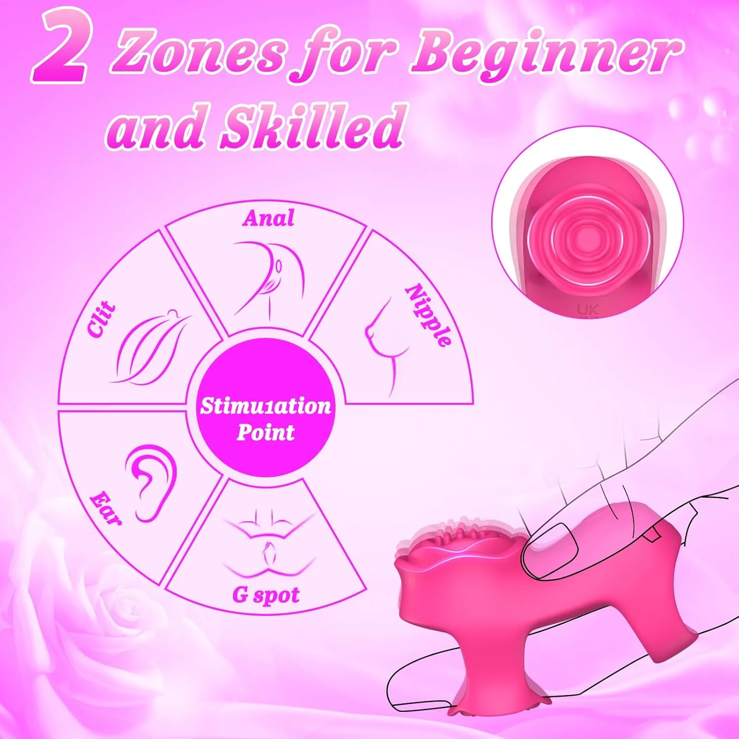 RoseDual App Control Finger Vibrator Dual Zone 9 Modes - Image 4