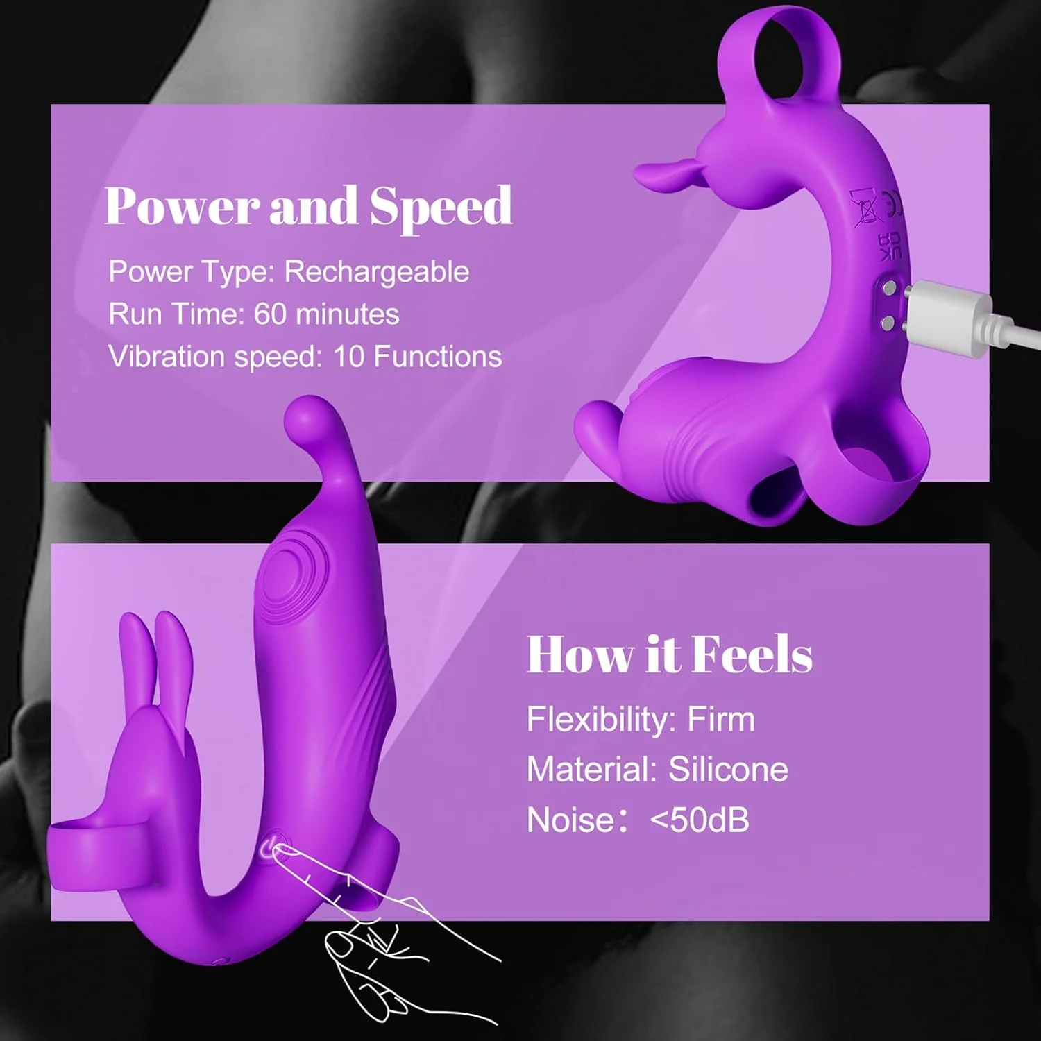 FlexPulse Rabbit Finger Vibrator 10 Modes Quiet Waterproof - Image 7