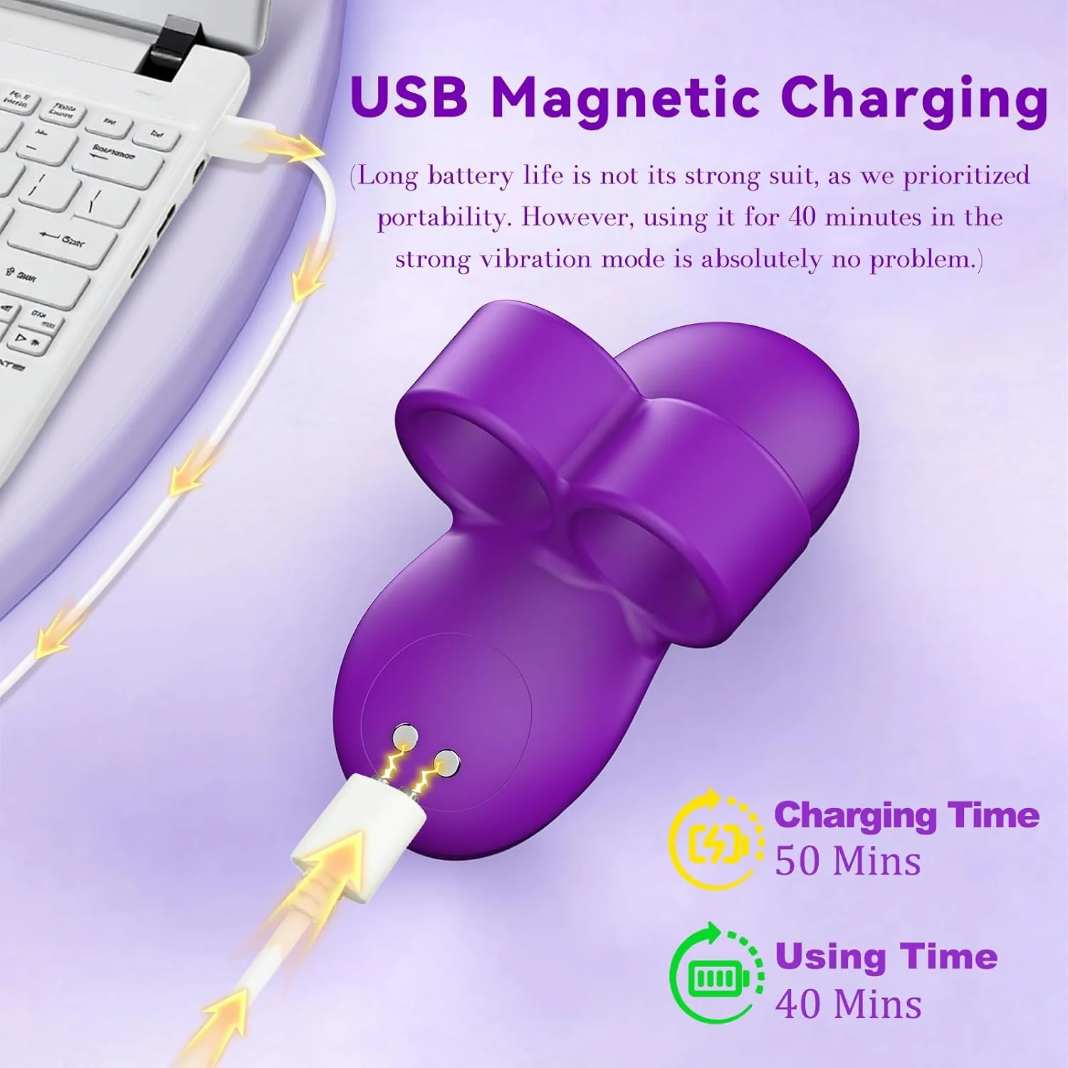 VioraX Finger Vibrator 10 Modes Waterproof Mini Purple - Image 6