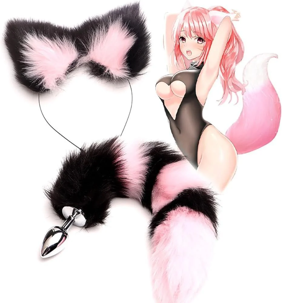 KittyKink Fox Tail Anal Plug Cosplay Set Ears Choker
